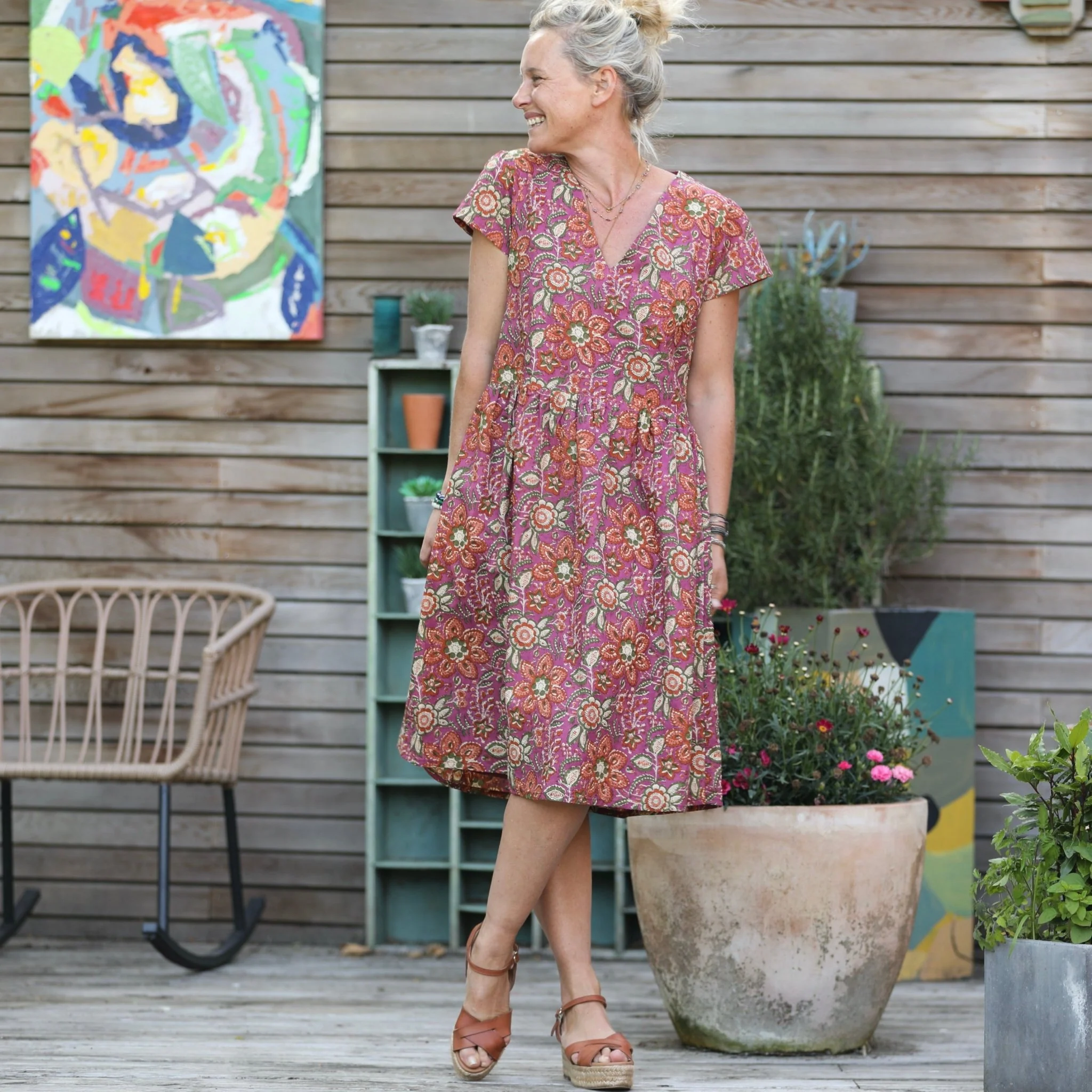Robe Anastasia midi voile de coton Khadi - Image 6