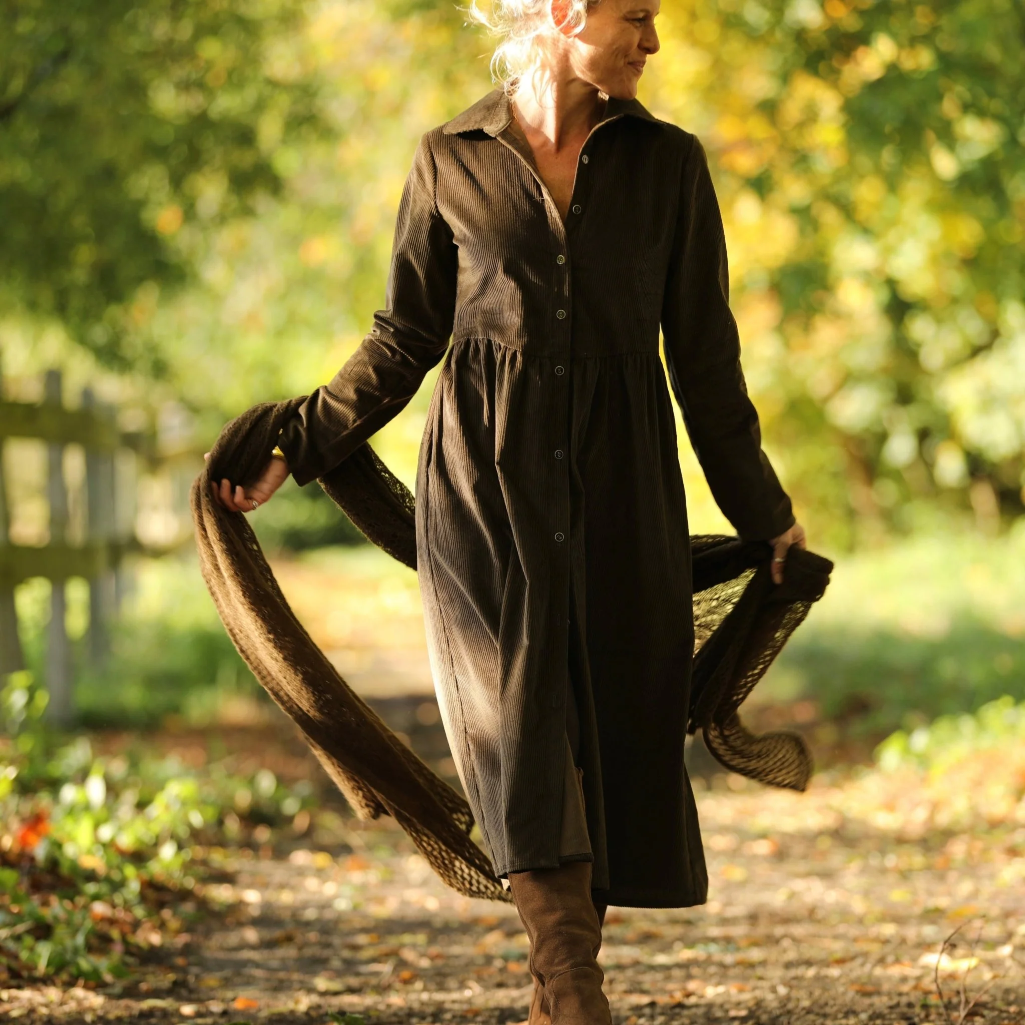 Robe Arlène - Velours côtelé moka - Image 11