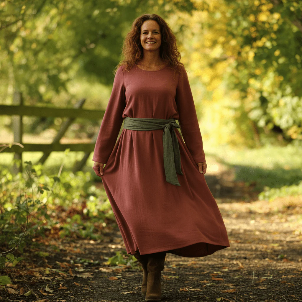 Robe Armande – viscose/lin rose boisé