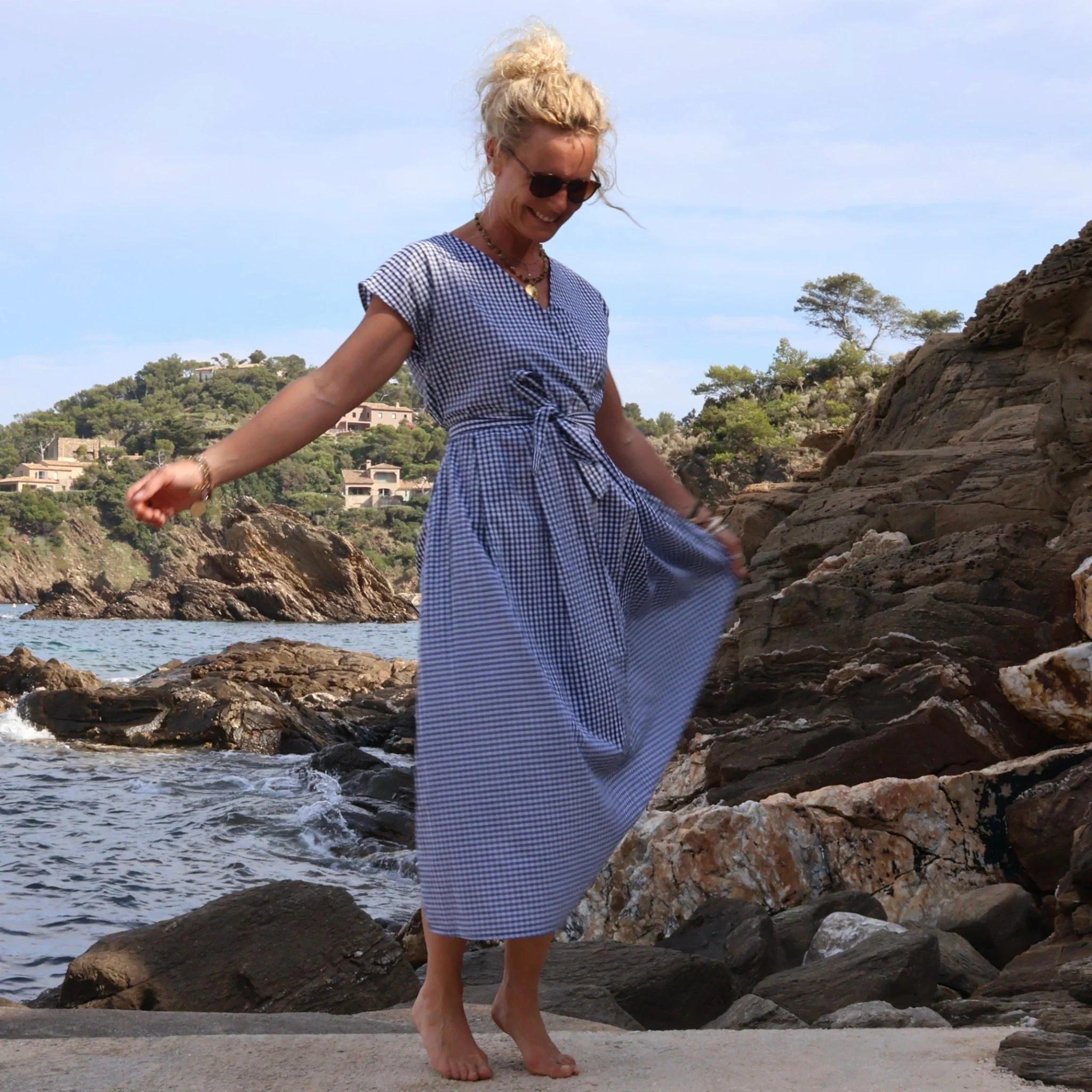 Robe Athéna - coton vichy bleu marine - Image 3