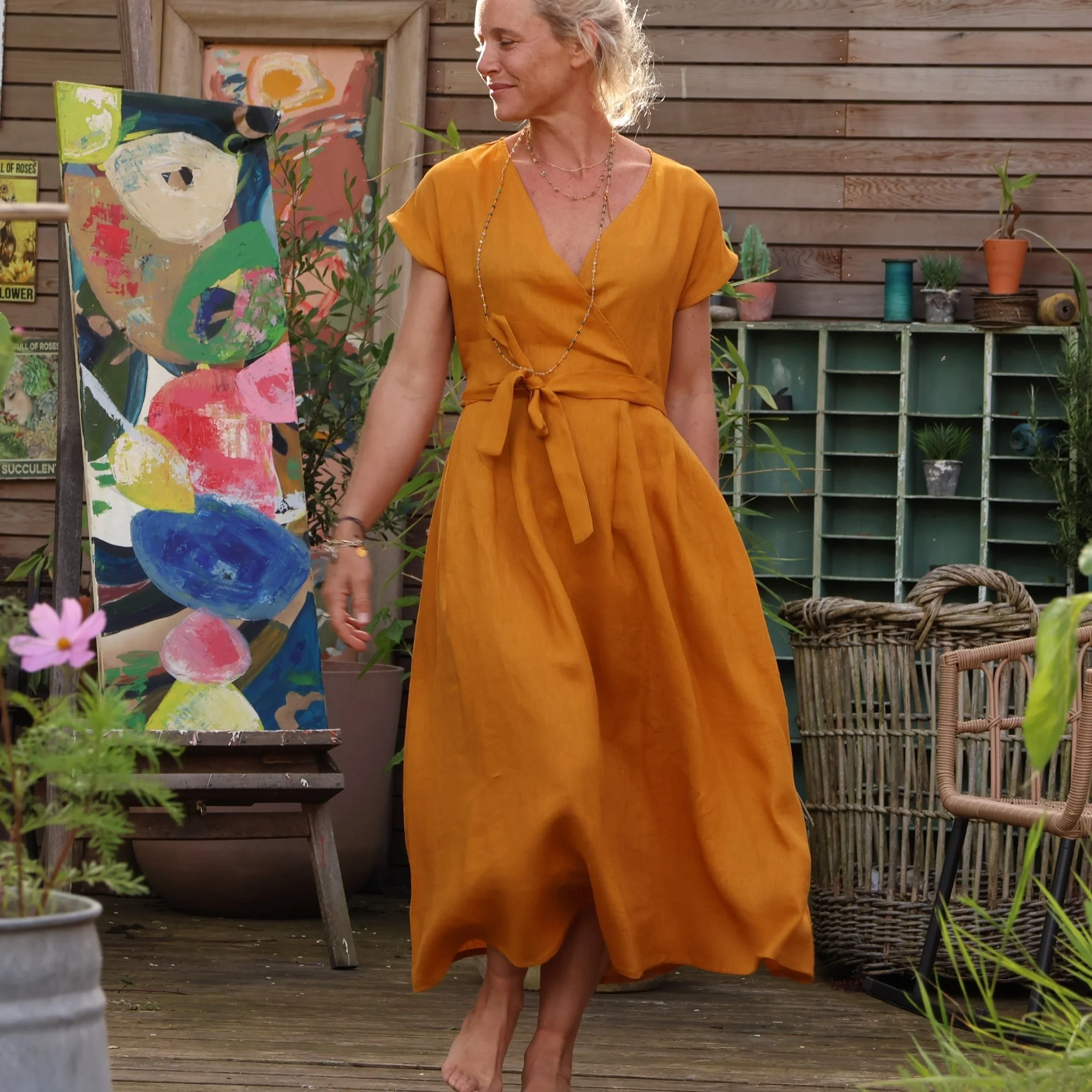 Robe Athéna - lin ocre