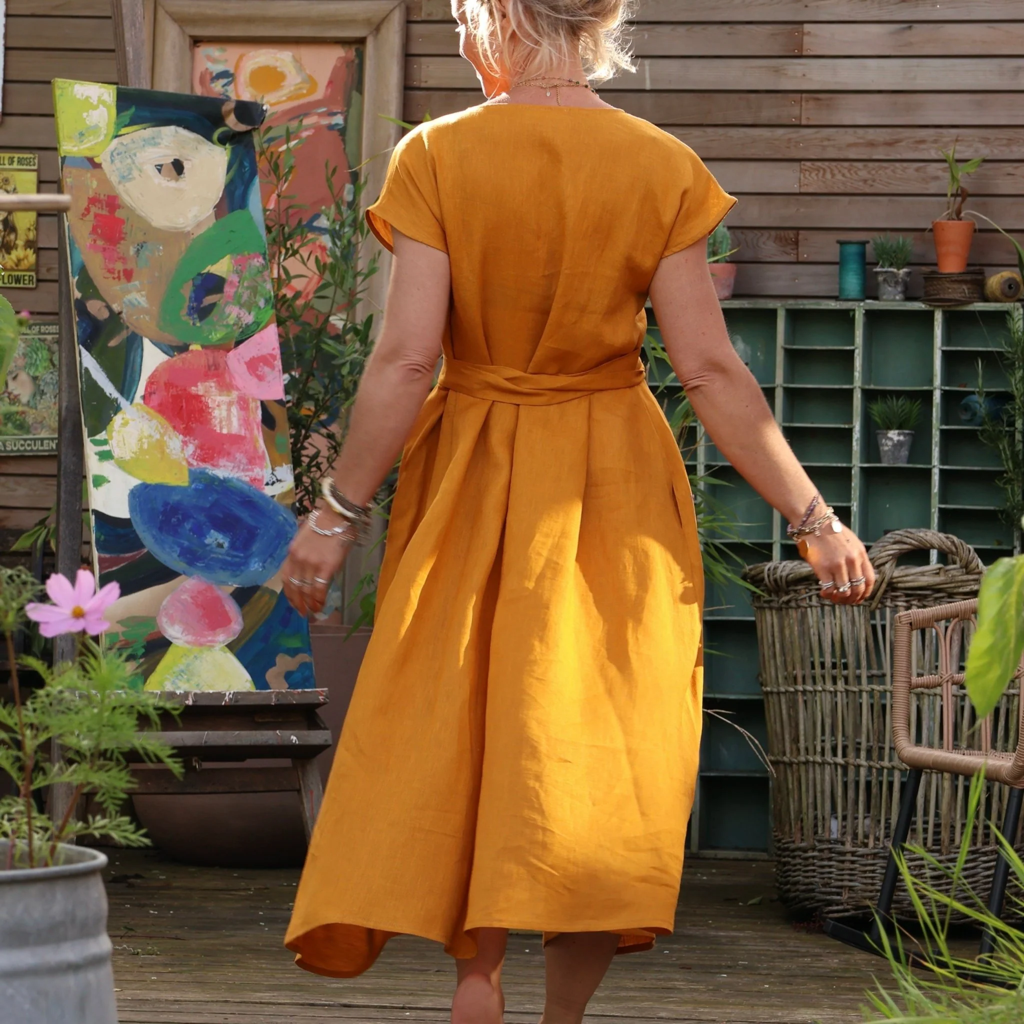Robe Athéna - lin ocre - Image 3