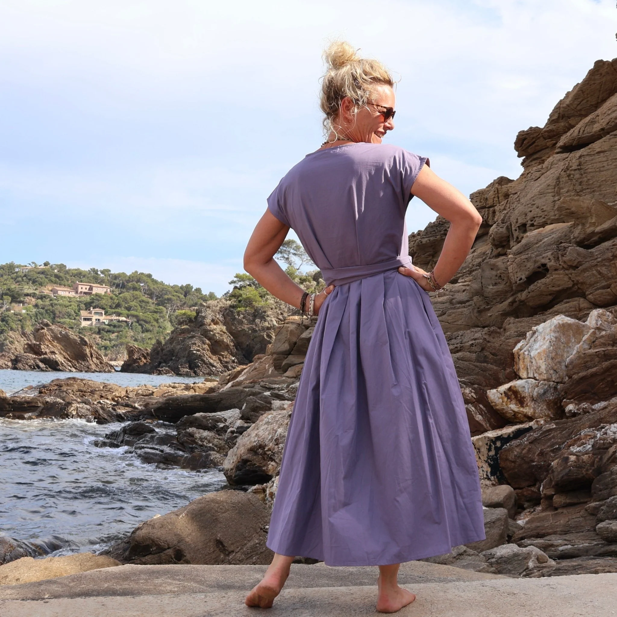 Robe Athéna - popeline de coton mauve - Image 2
