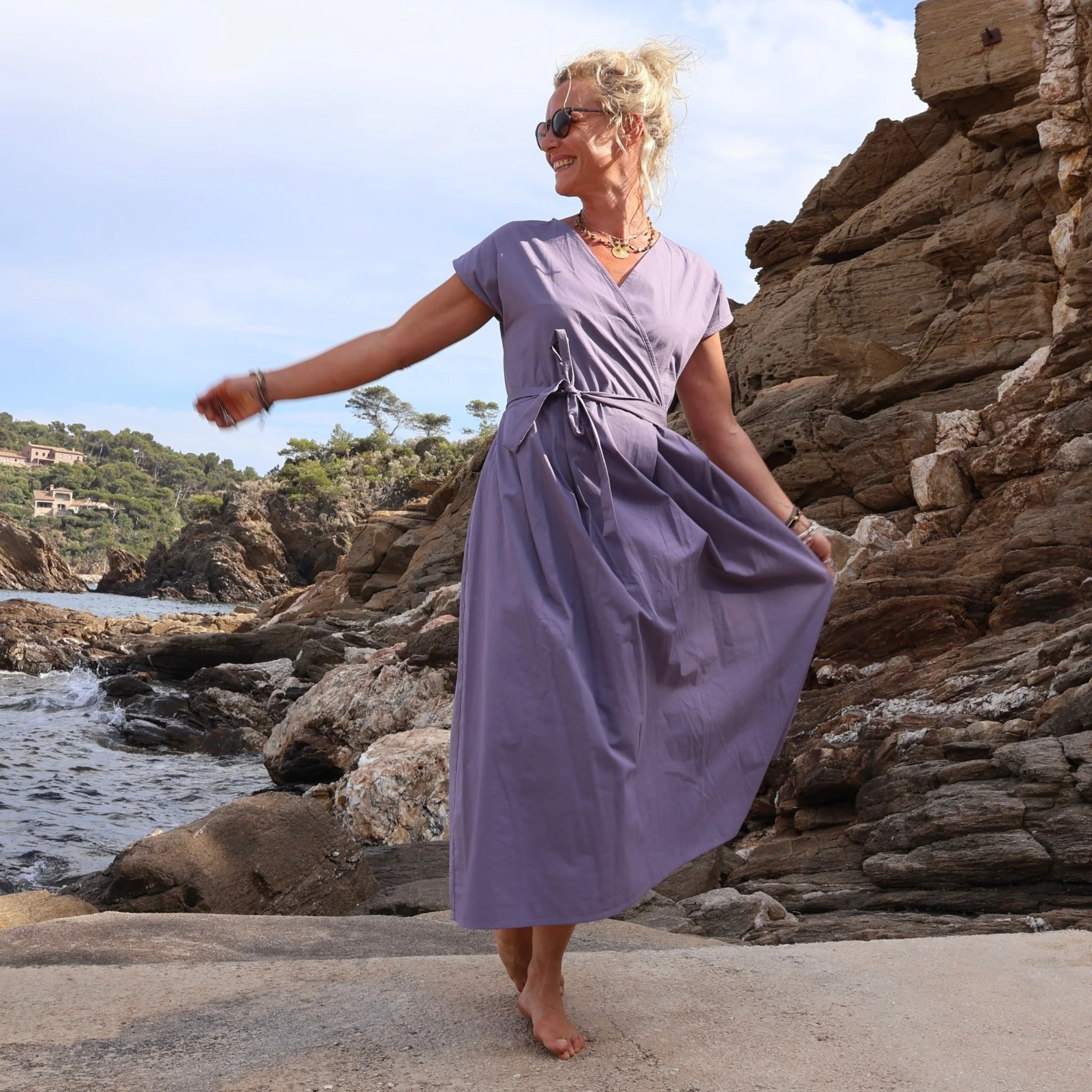Robe Athéna - popeline de coton mauve - Image 3