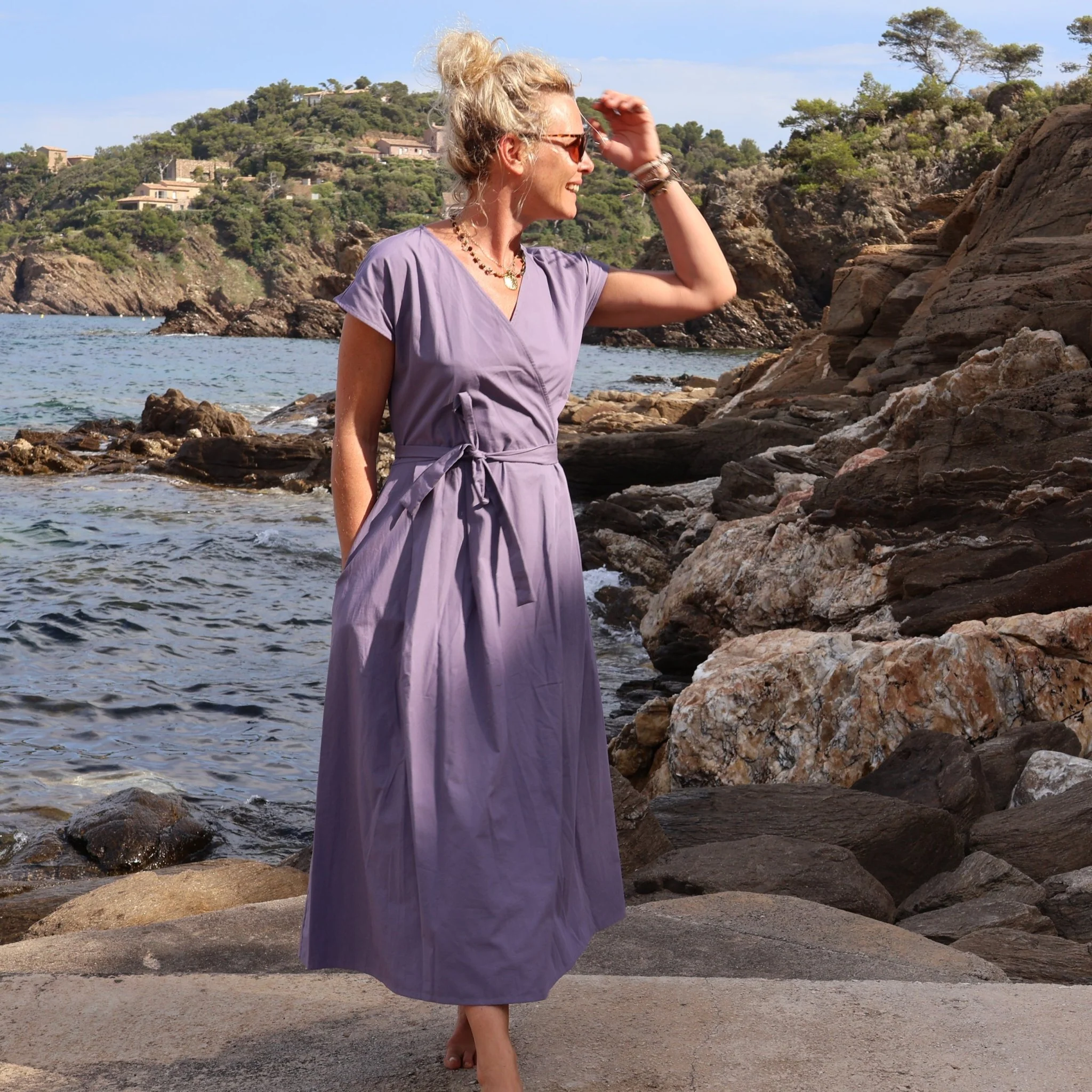 Robe Athéna - popeline de coton mauve - Image 4