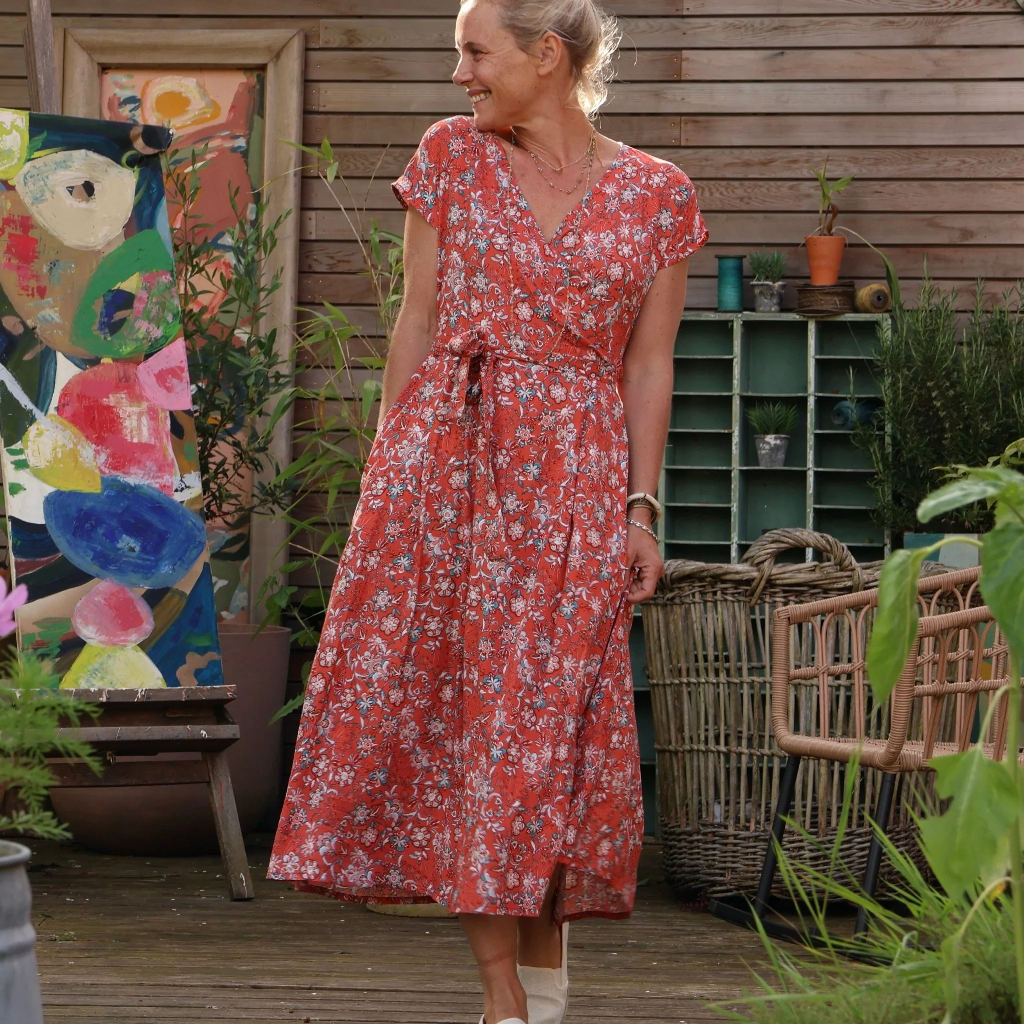Robe Athéna - viscose bouquet grenadine - Image 6