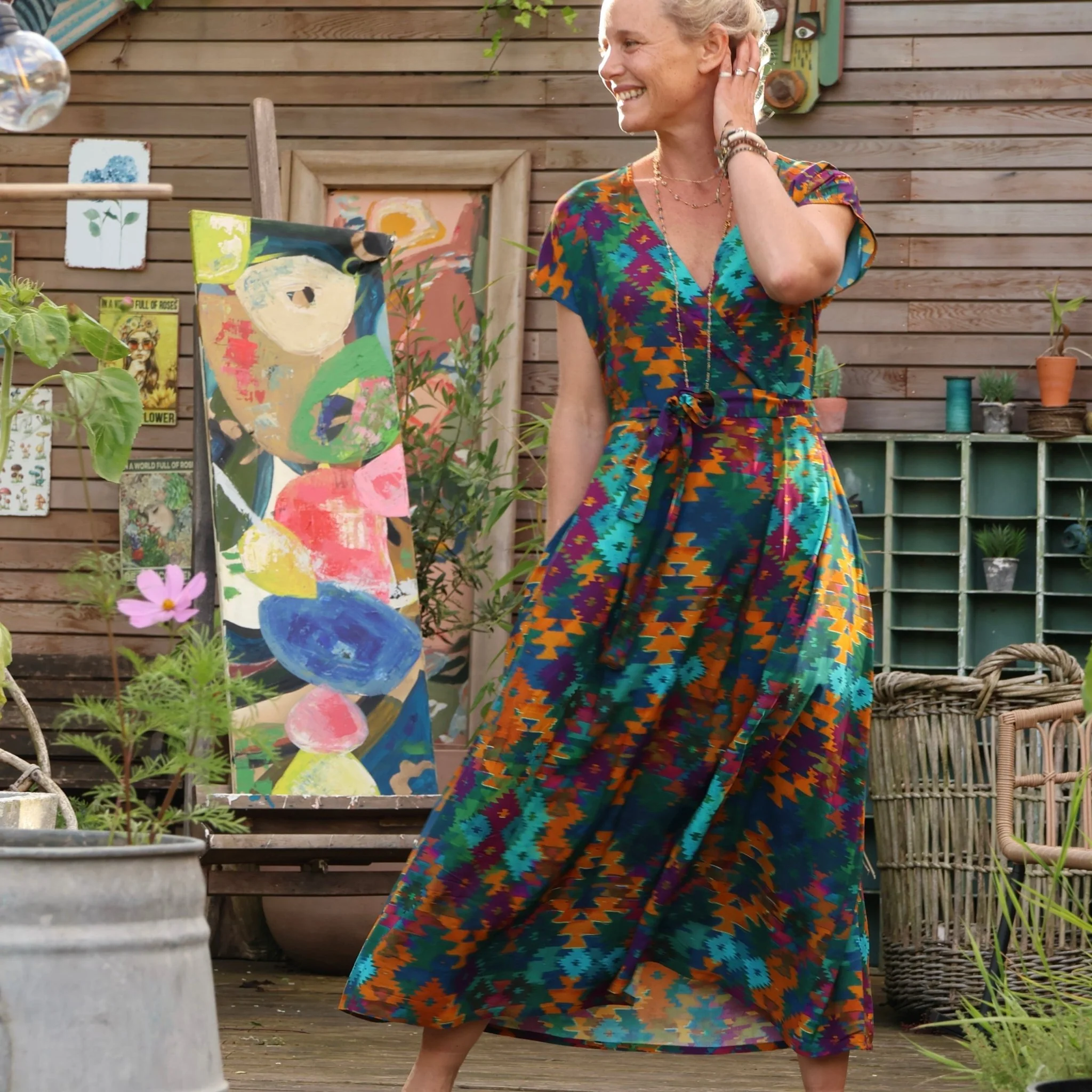 Robe Athéna - viscose picturale flamboyant