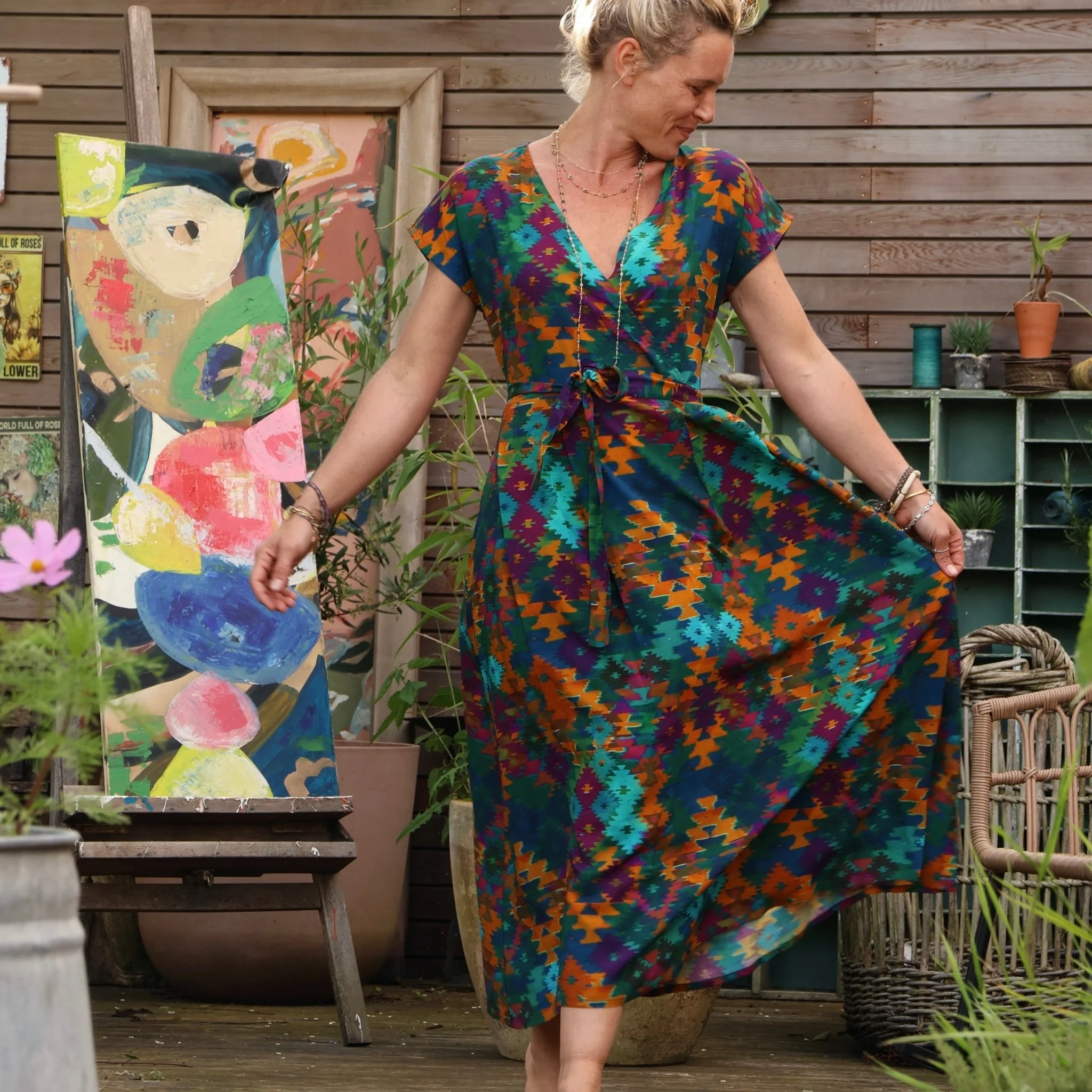 Robe Athéna - viscose picturale flamboyant - Image 5