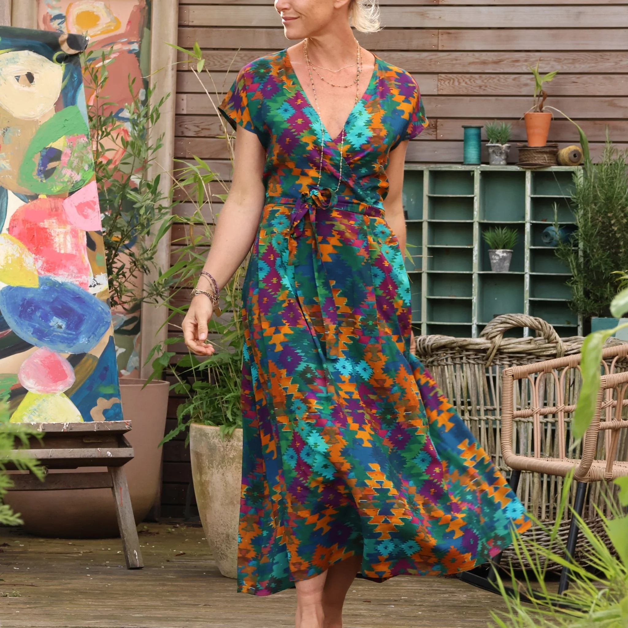 Robe Athéna - viscose picturale flamboyant - Image 7