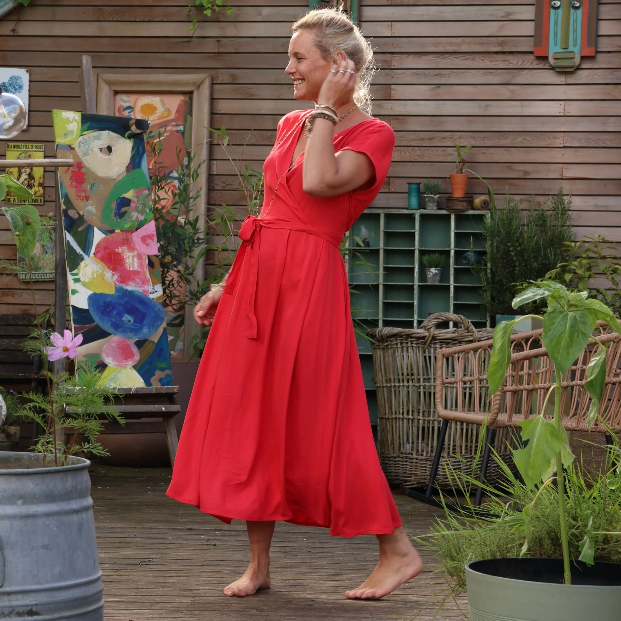 Robe Athéna - viscose rouge coquelicot - Image 4