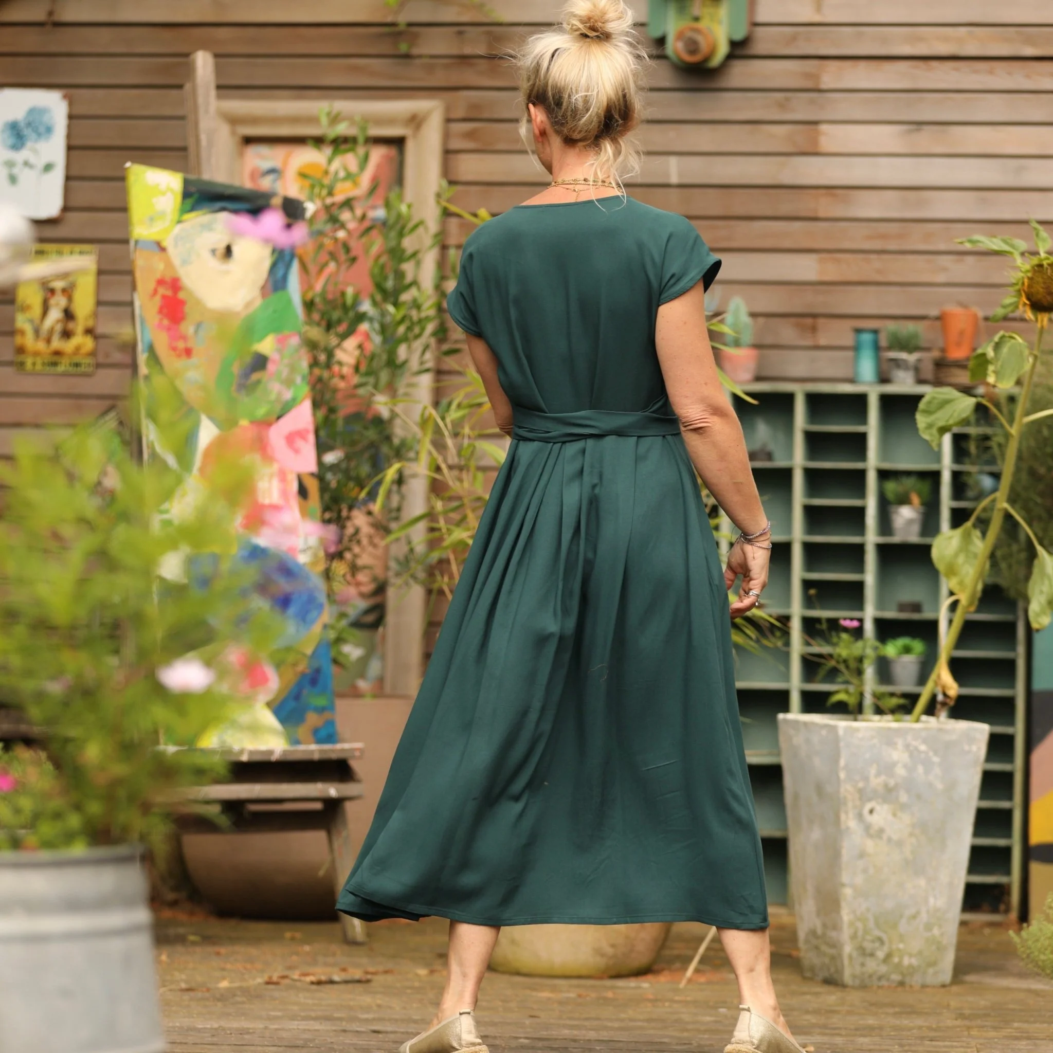 Robe Athéna - viscose vert anglais - Image 4