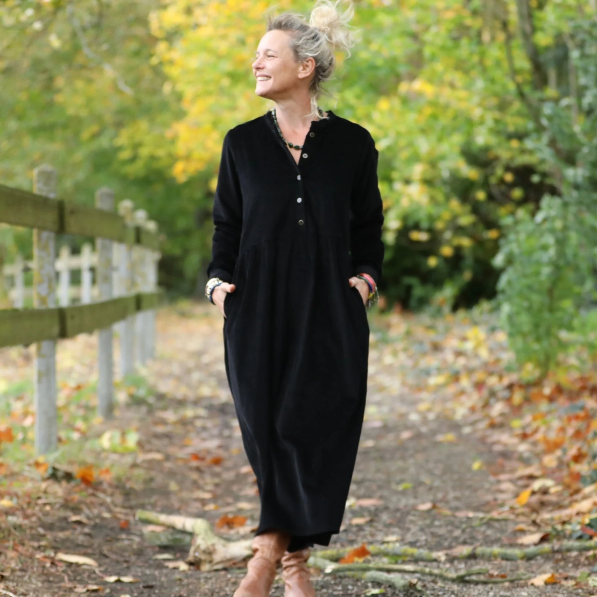 Robe Aurélia - velours côtelé noir
