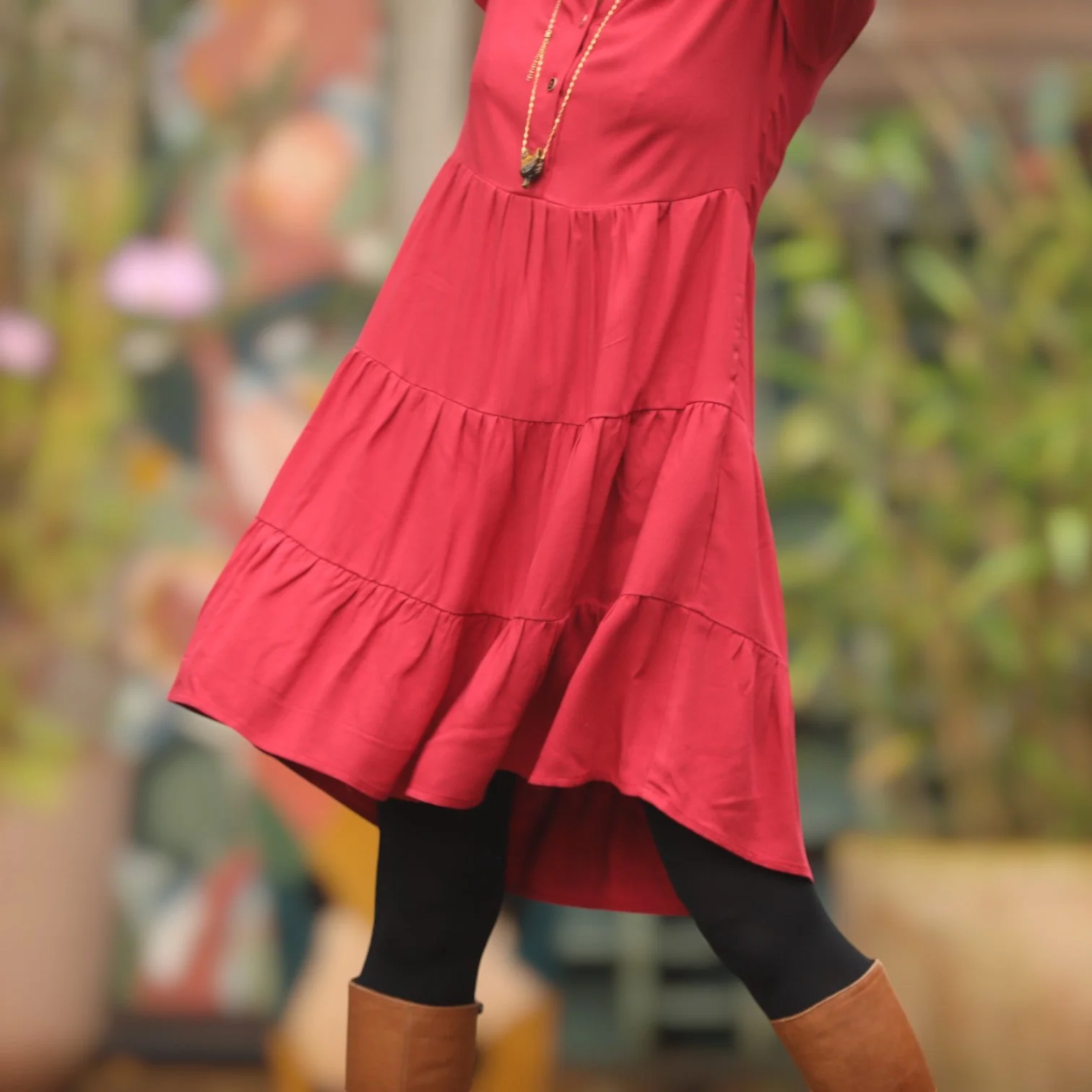 Robe Bella - sergé de viscose grenat - Image 8