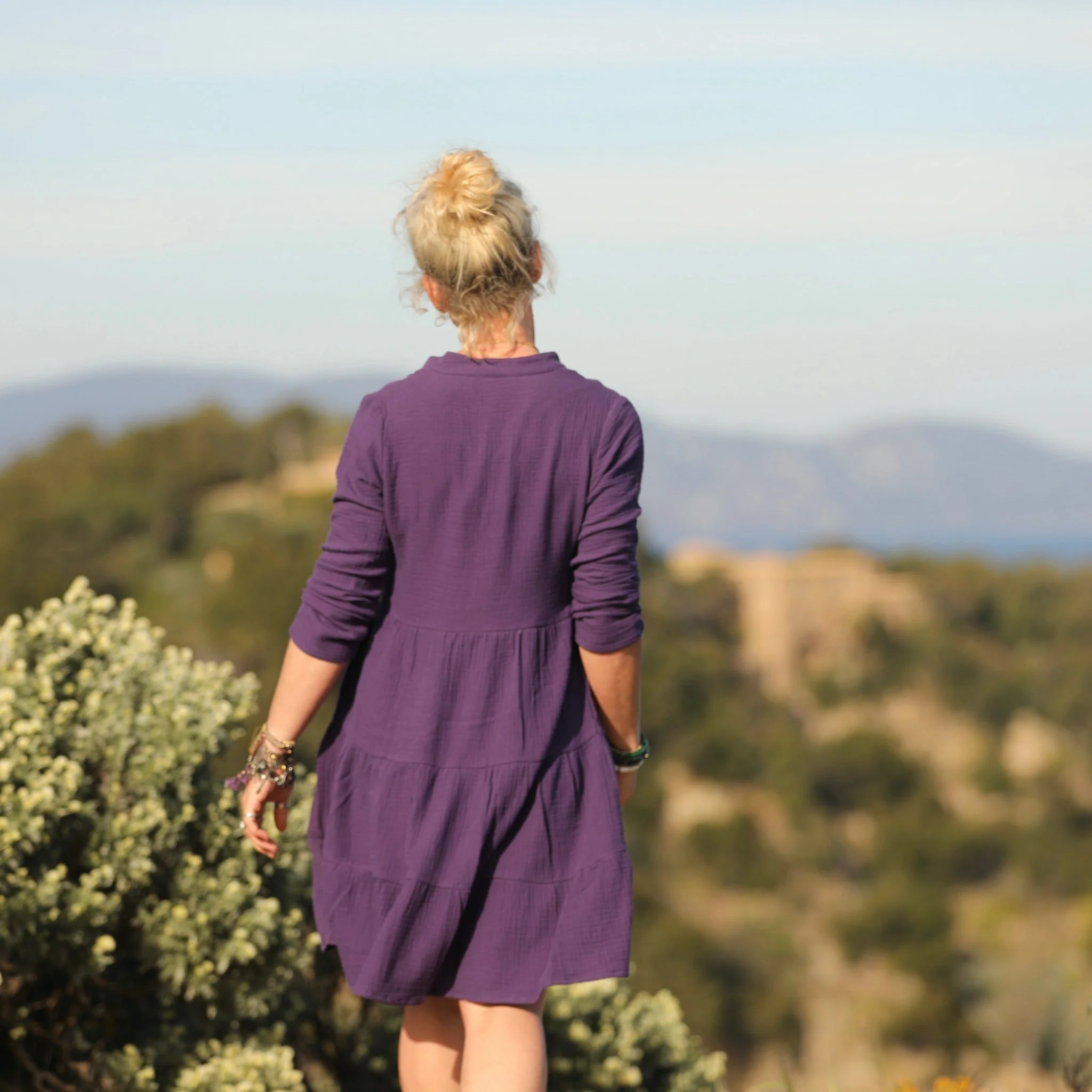 Robe Bella - double gaze de coton lilas - Image 3