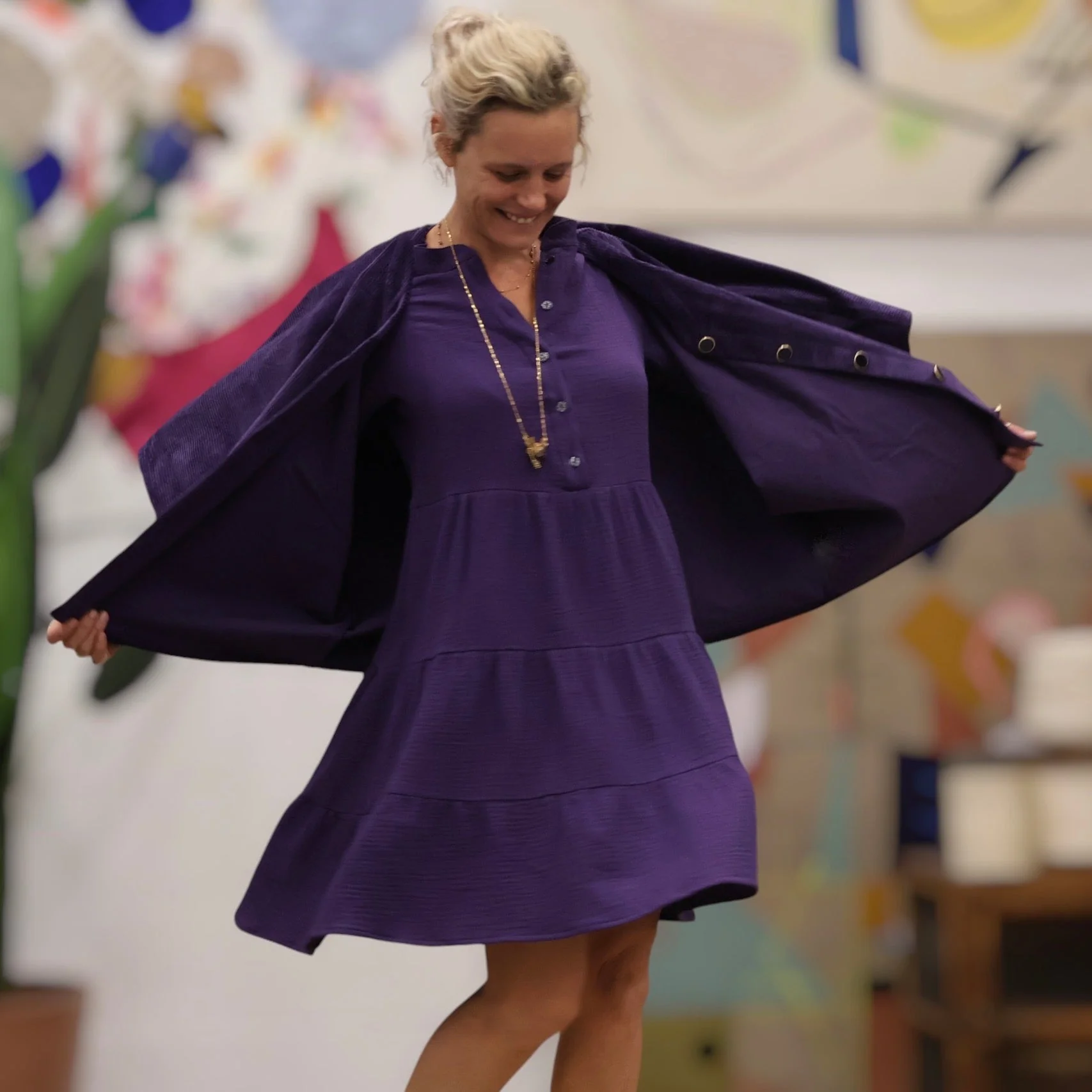 Robe Bella - double gaze de coton lilas - Image 6