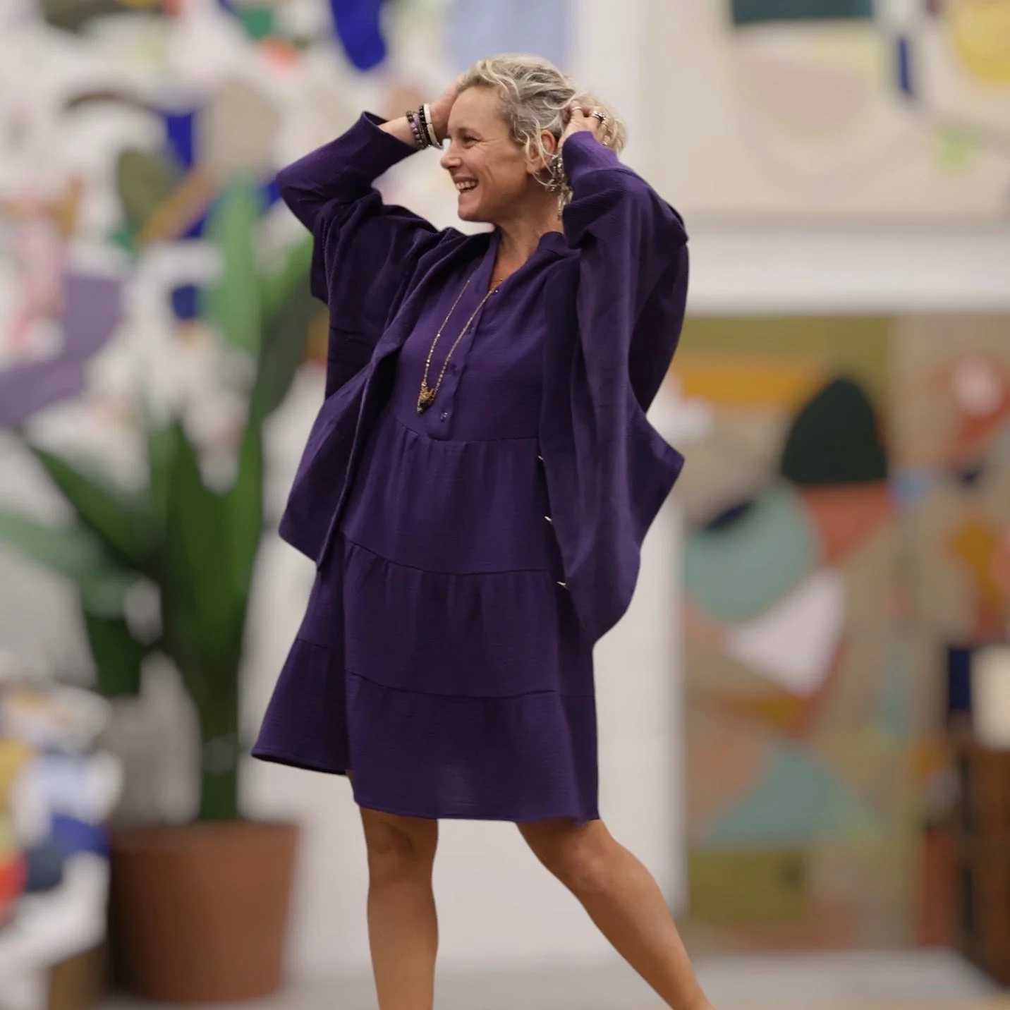 Robe Bella - double gaze de coton lilas - Image 8