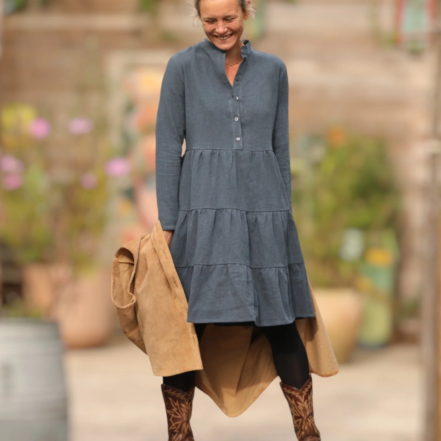 Robe Bella - lin stone wash bleu navy - Image 3