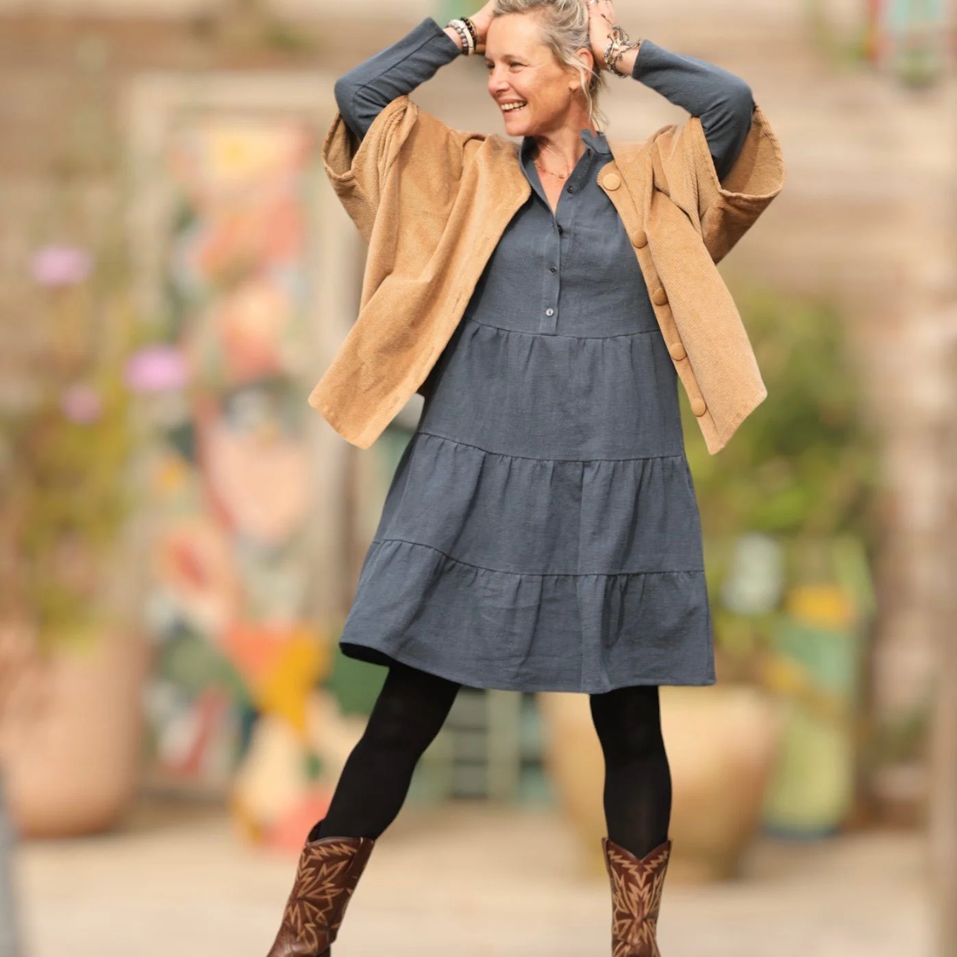 Robe Bella - lin stone wash bleu navy - Image 5