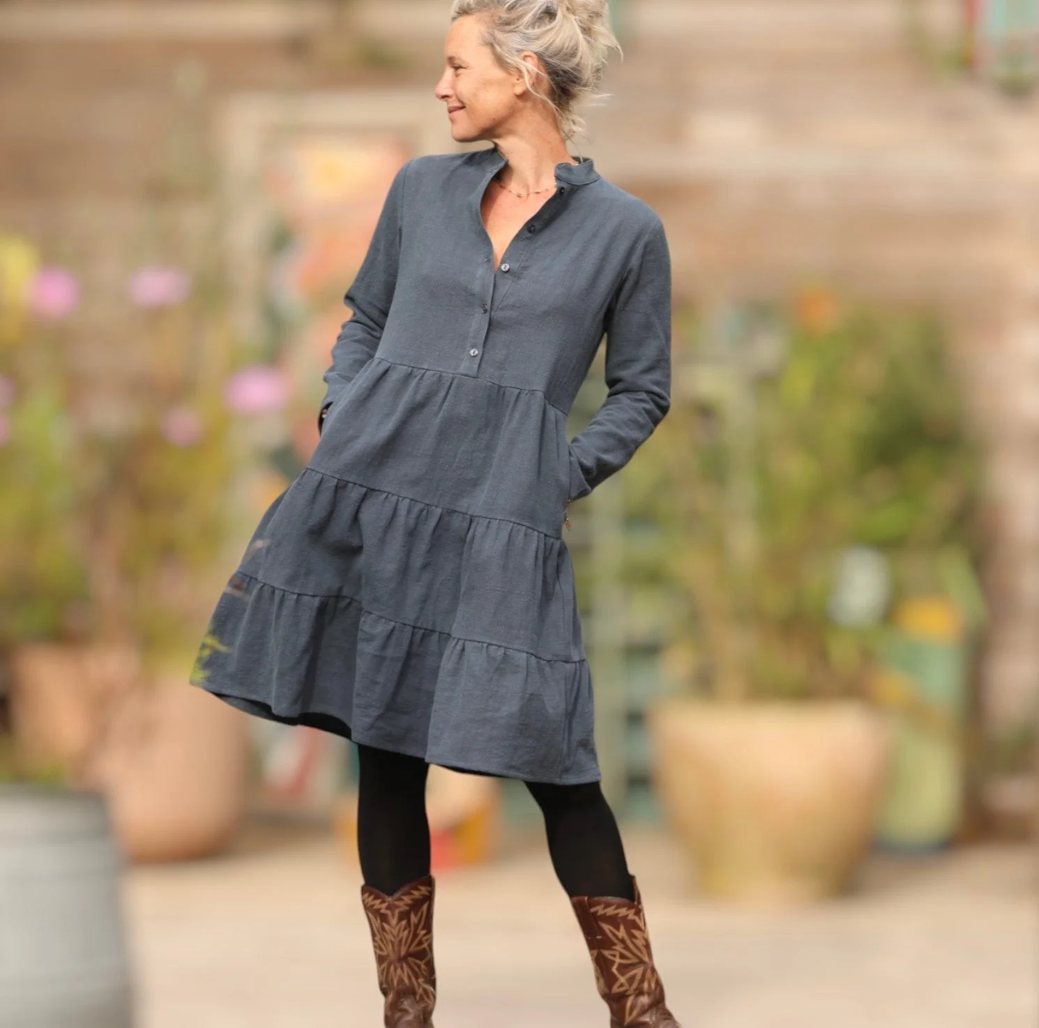 Robe Bella - lin stone wash bleu navy - Image 7