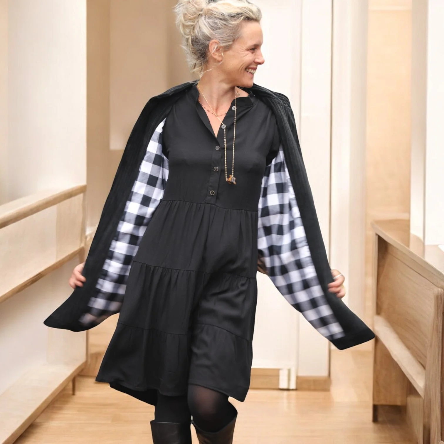 Robe Bella - sergé de viscose noir