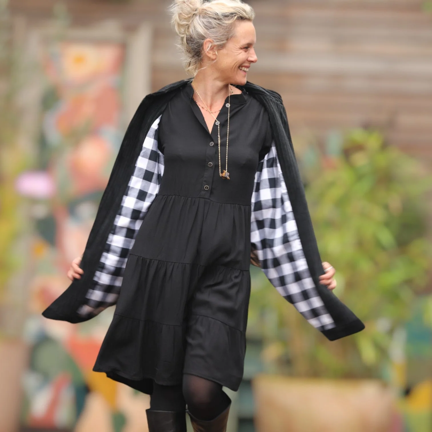 Robe Bella - sergé de viscose noir - Image 4
