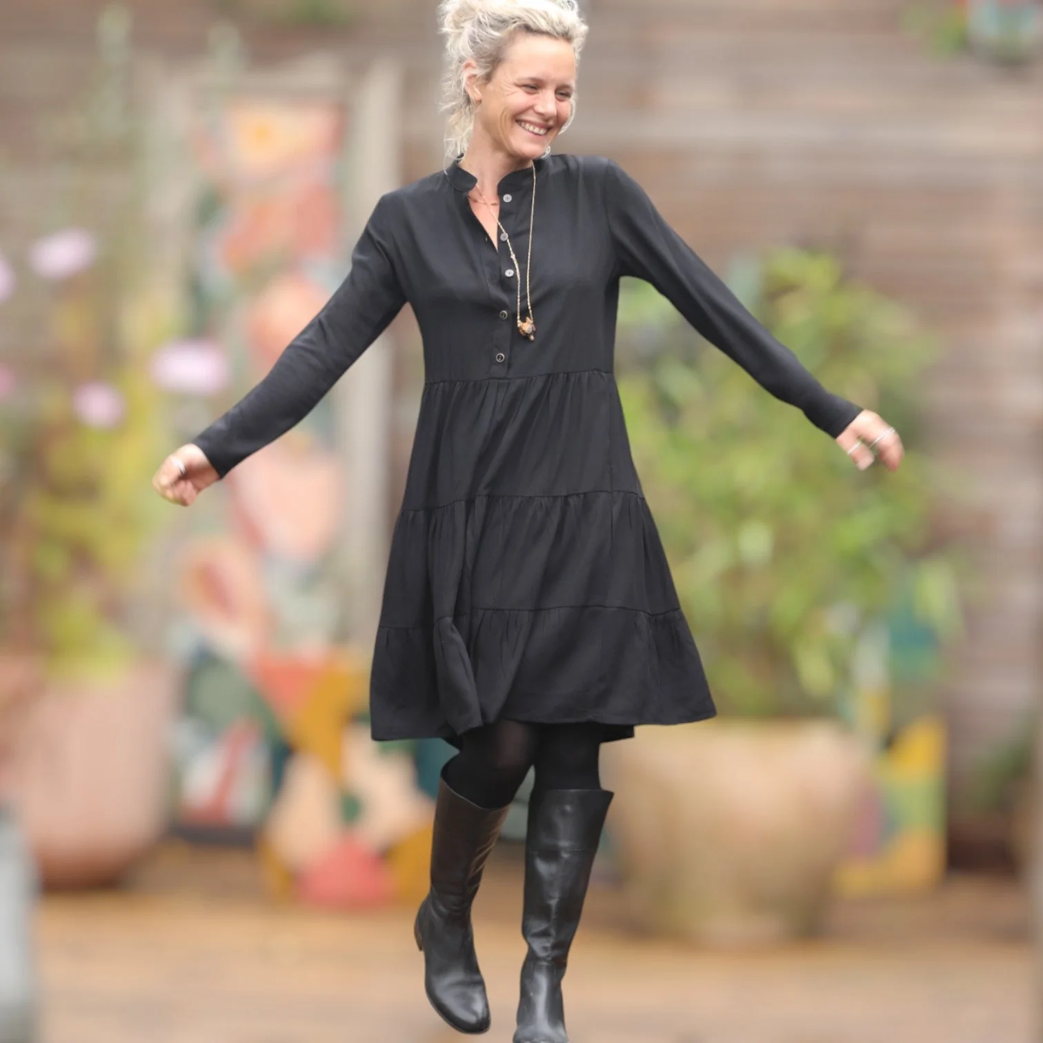 Robe Bella - sergé de viscose noir - Image 6