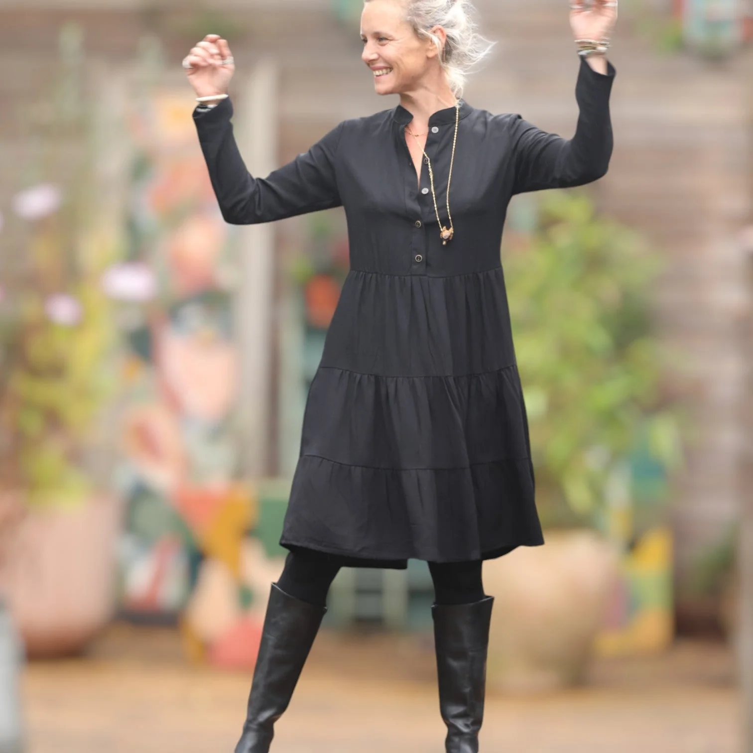Robe Bella - sergé de viscose noir - Image 7