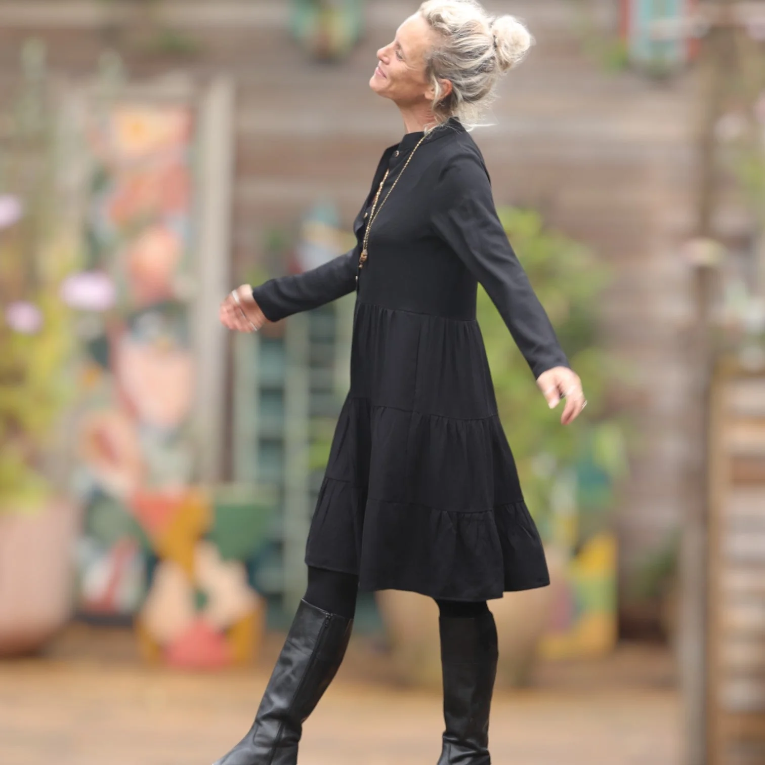 Robe Bella - sergé de viscose noir - Image 8