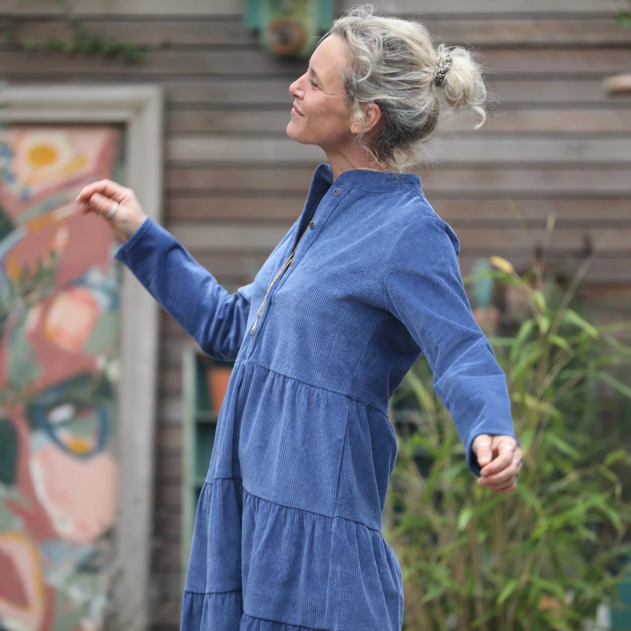 Robe Bella - velours côtelé bleu doux - Image 2