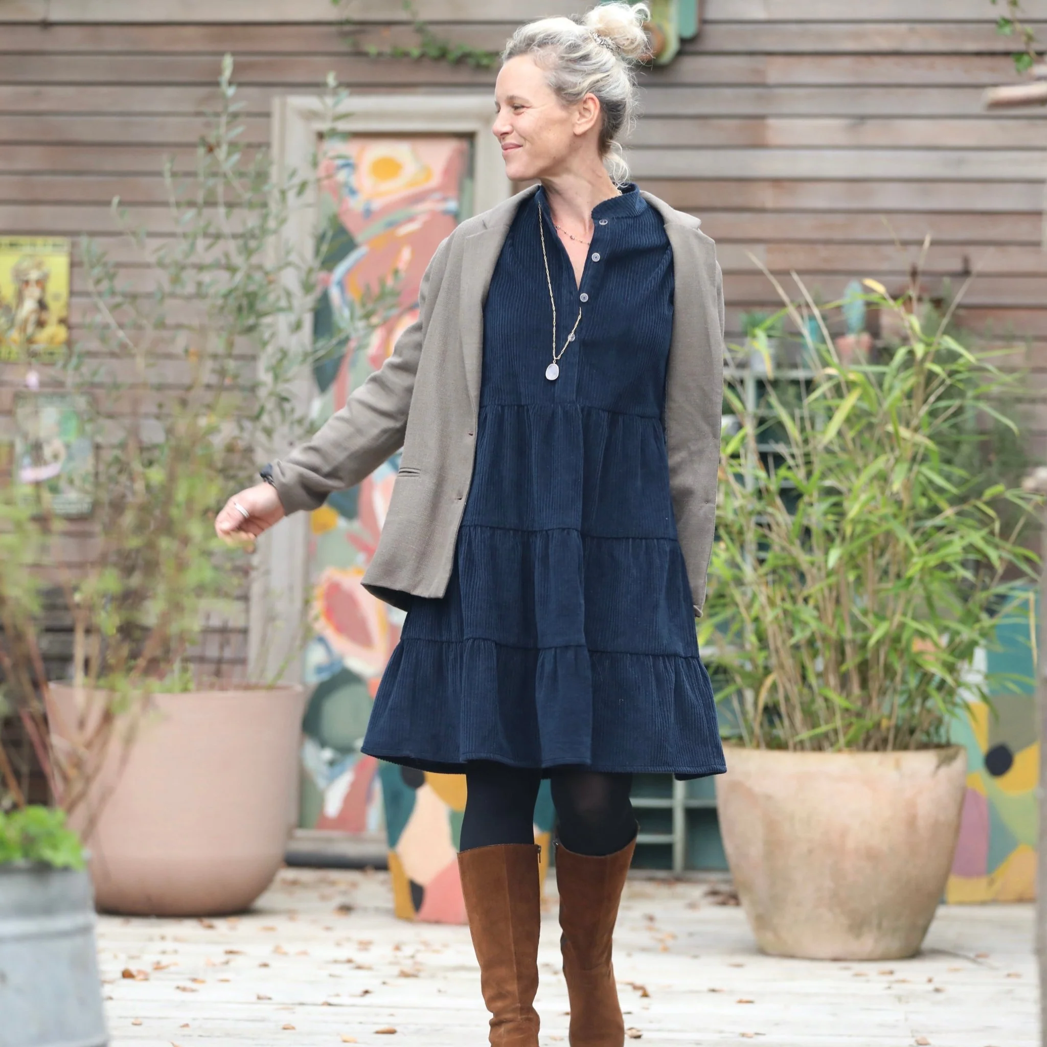 Robe Bella - velours côtelé bleu marine - Image 3