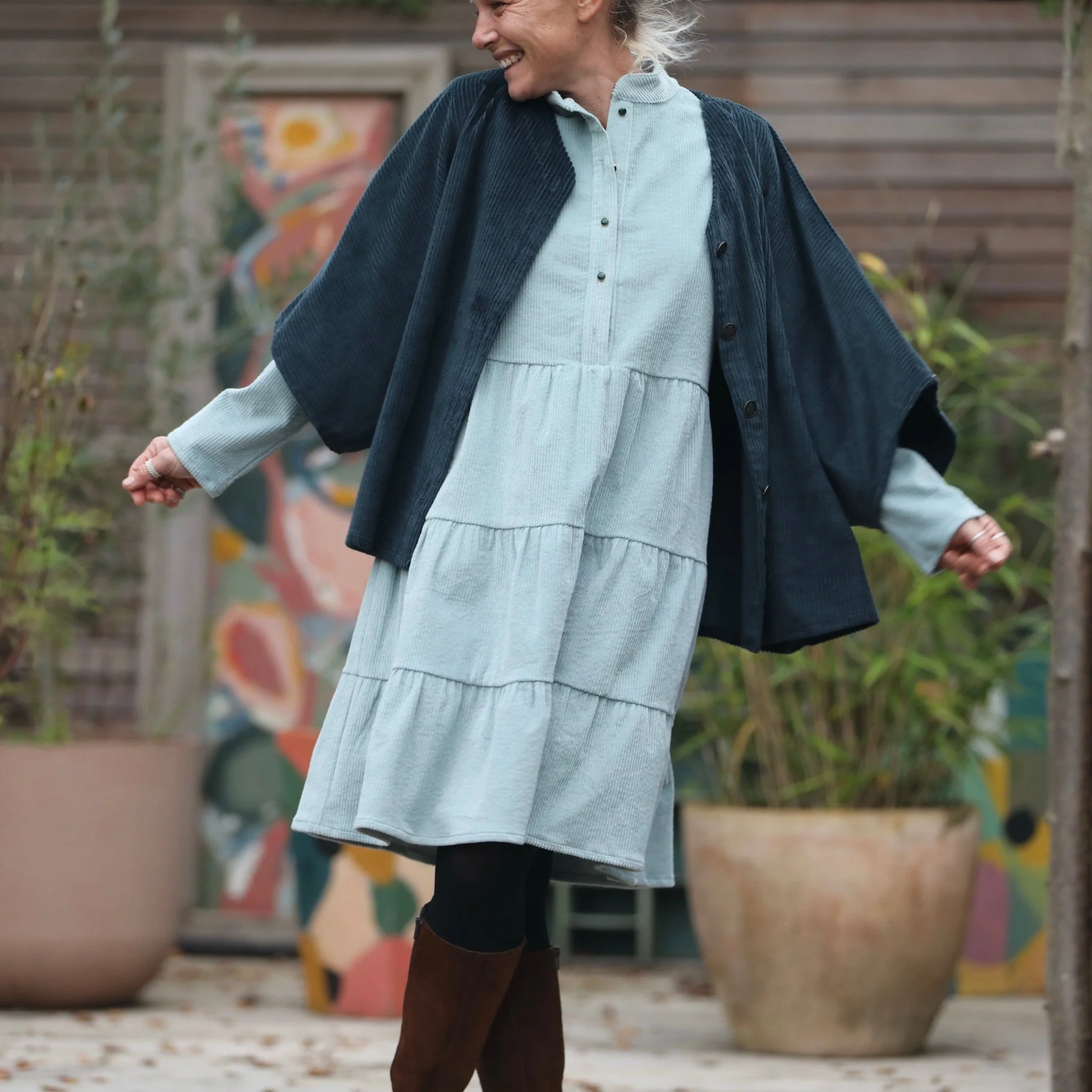 Robe Bella - velours côtelé vert d'eau - Image 7