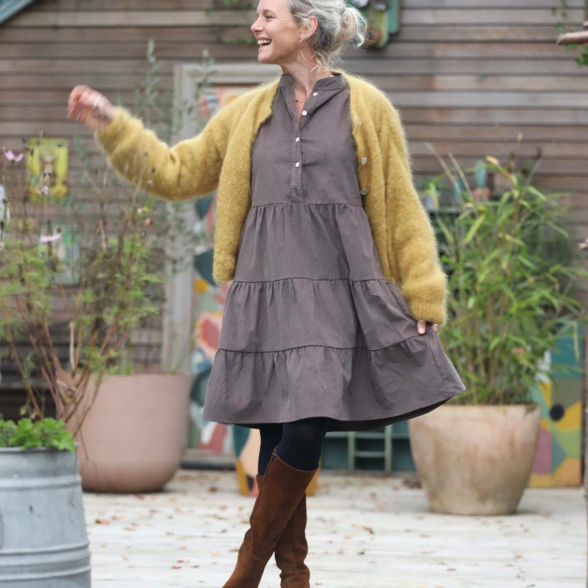 Robe Bella - velours milleraies moka - Image 10