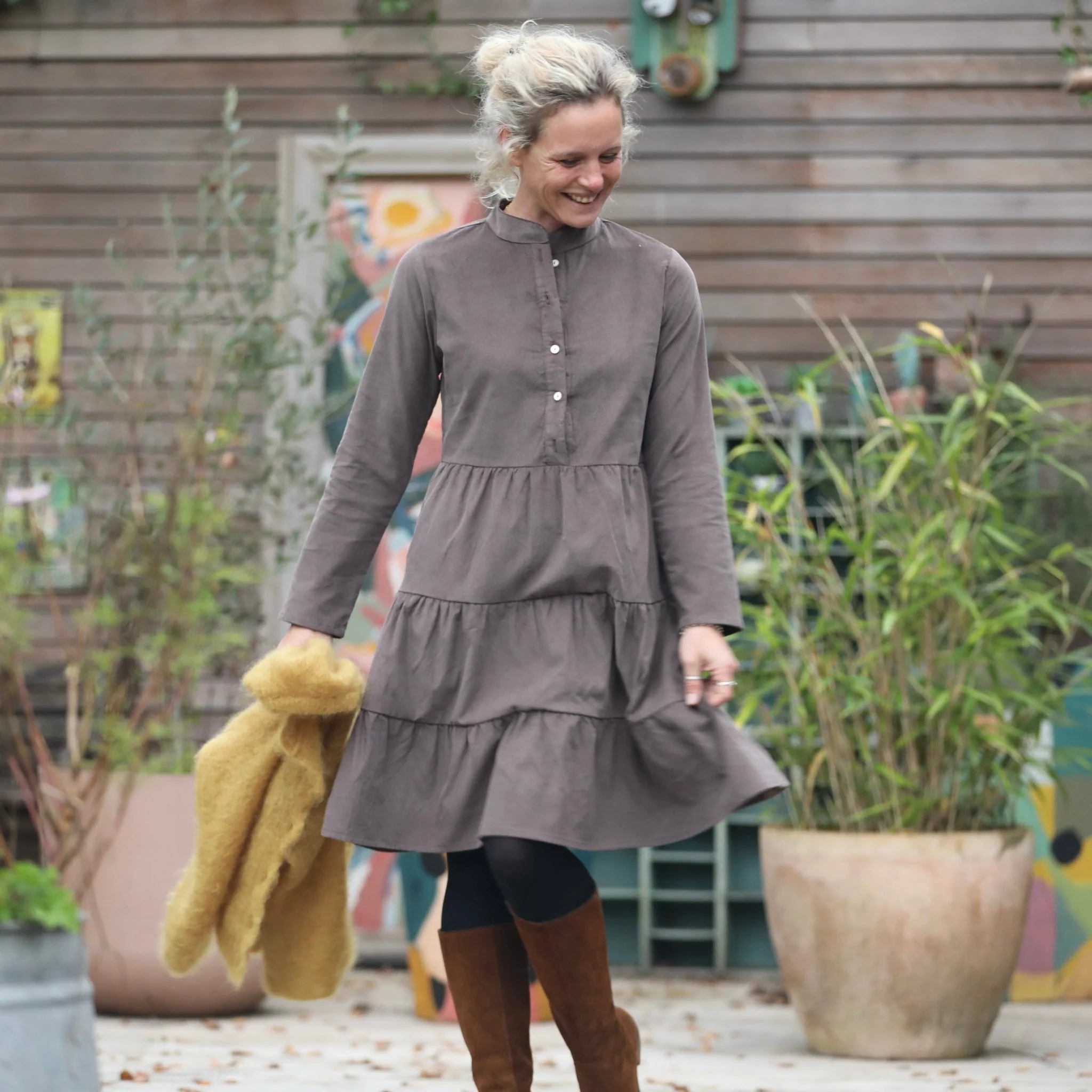 Robe Bella - velours milleraies moka - Image 7