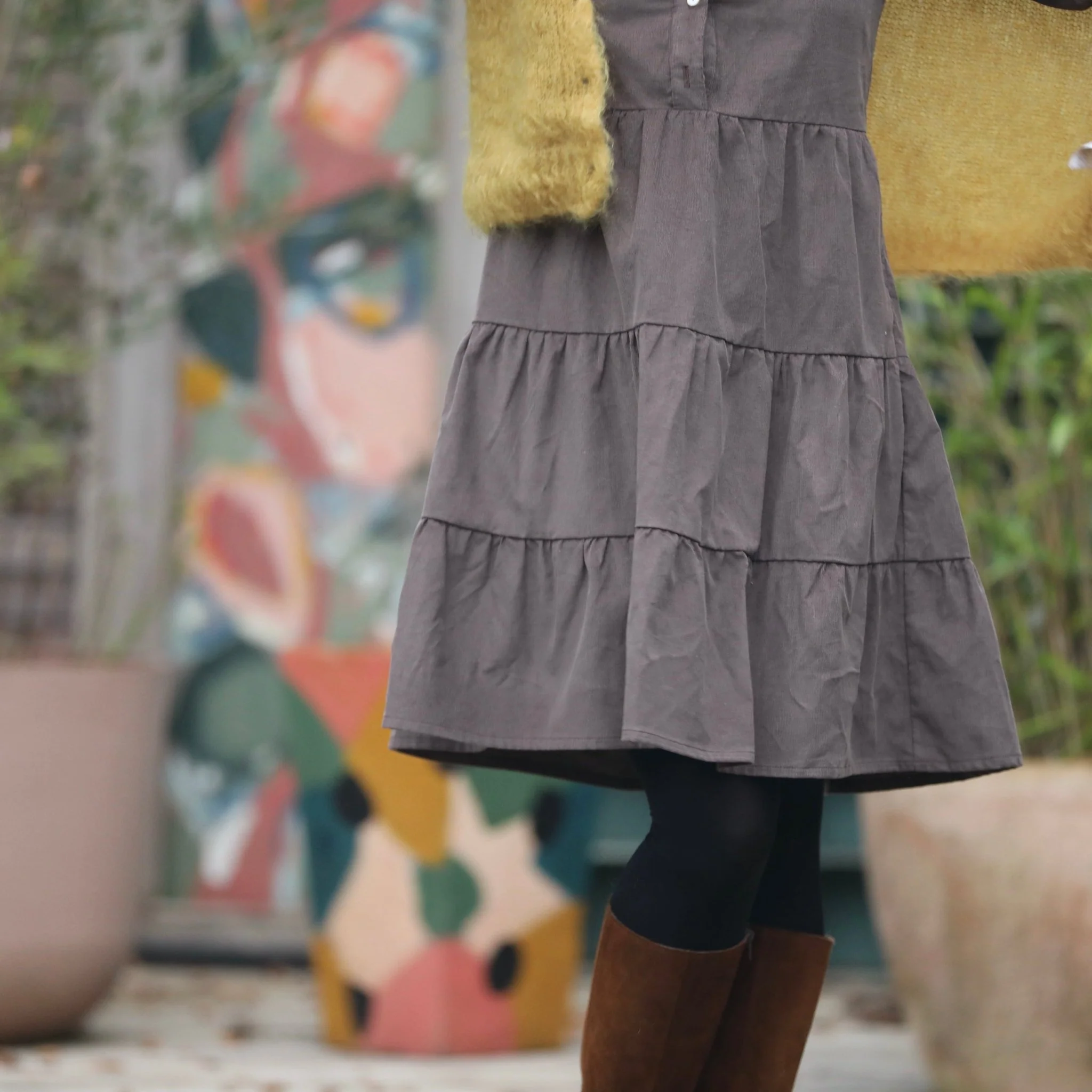 Robe Bella - velours milleraies moka - Image 9