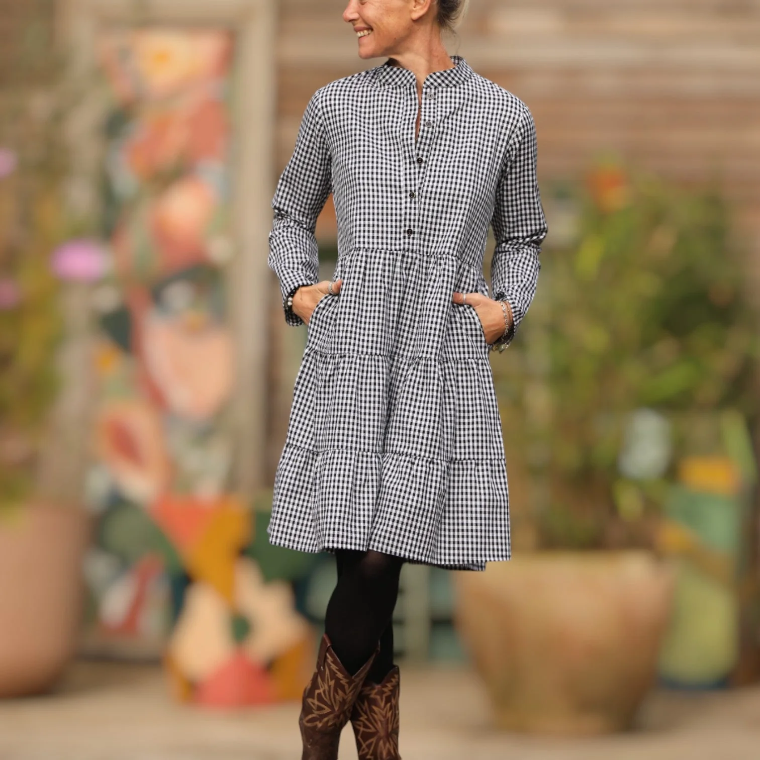 Robe Bella - vichy noir/blanc