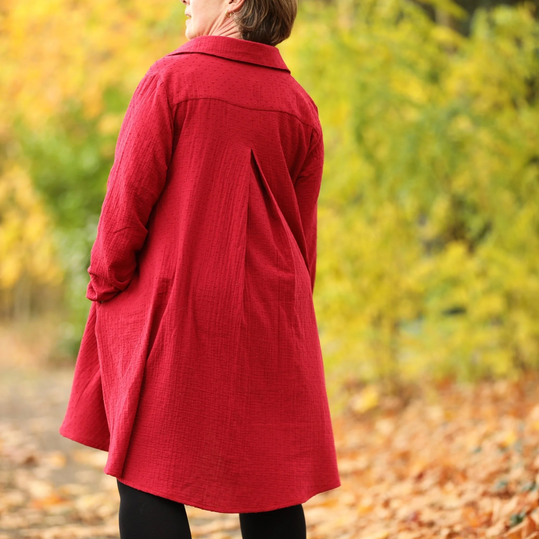 Robe Carole – Double gaze de coton plumetis grenat - Image 5