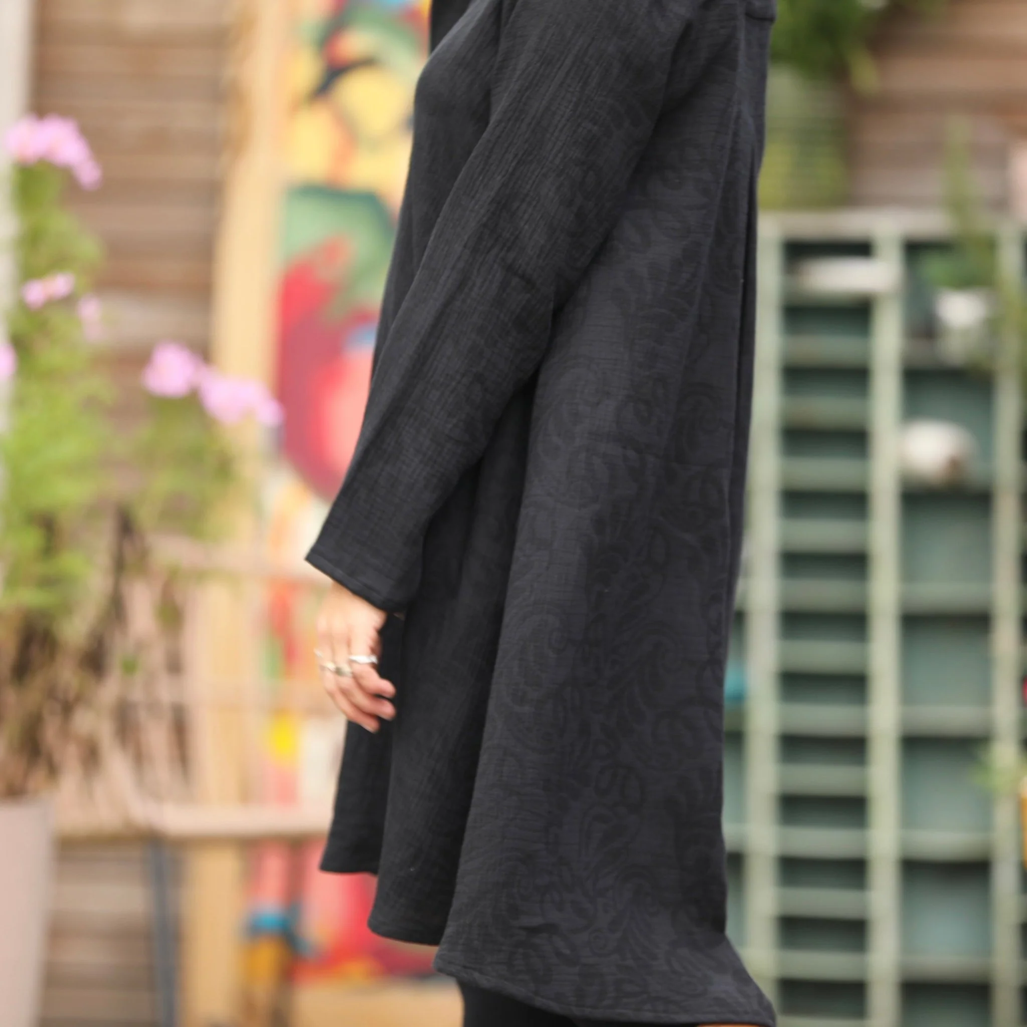 Robe Carole - Jacquard de coton lin noir - Image 4