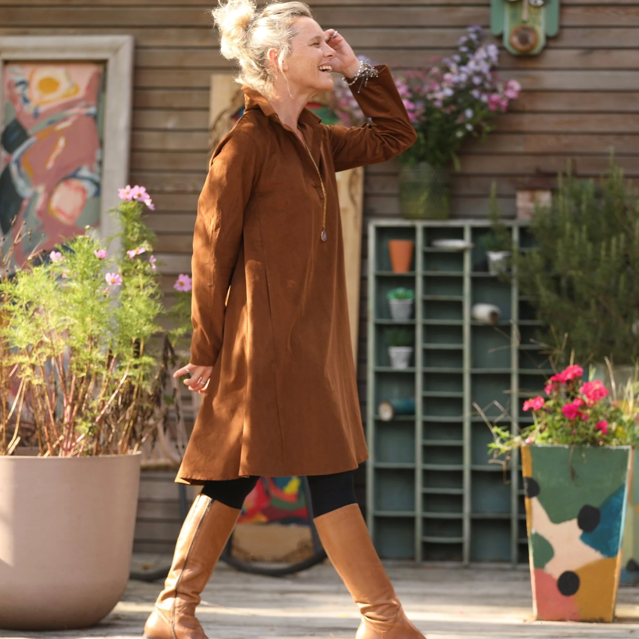 Robe Carole – Velours milleraies Écureuil - Image 3