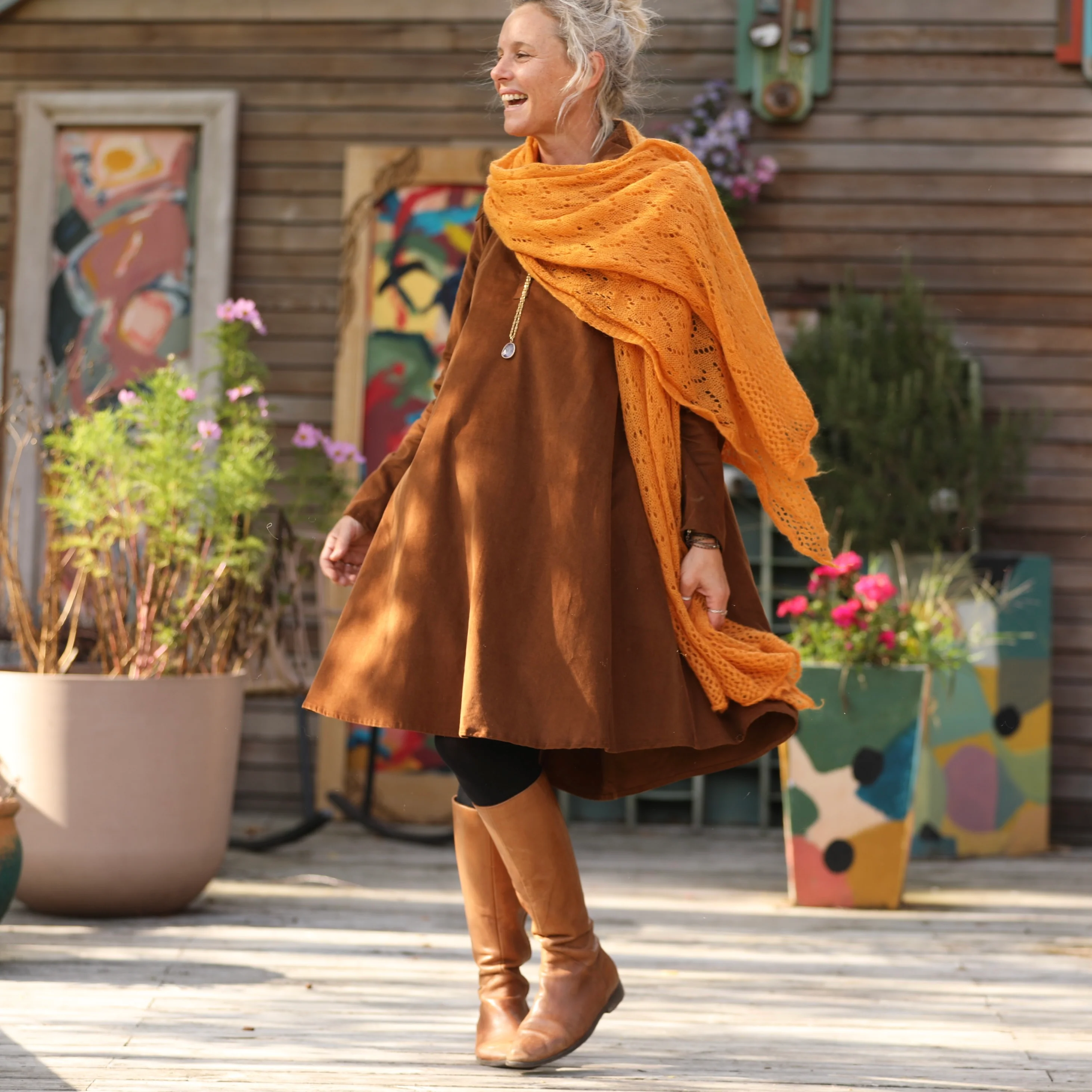 Robe Carole – Velours milleraies Écureuil - Image 6