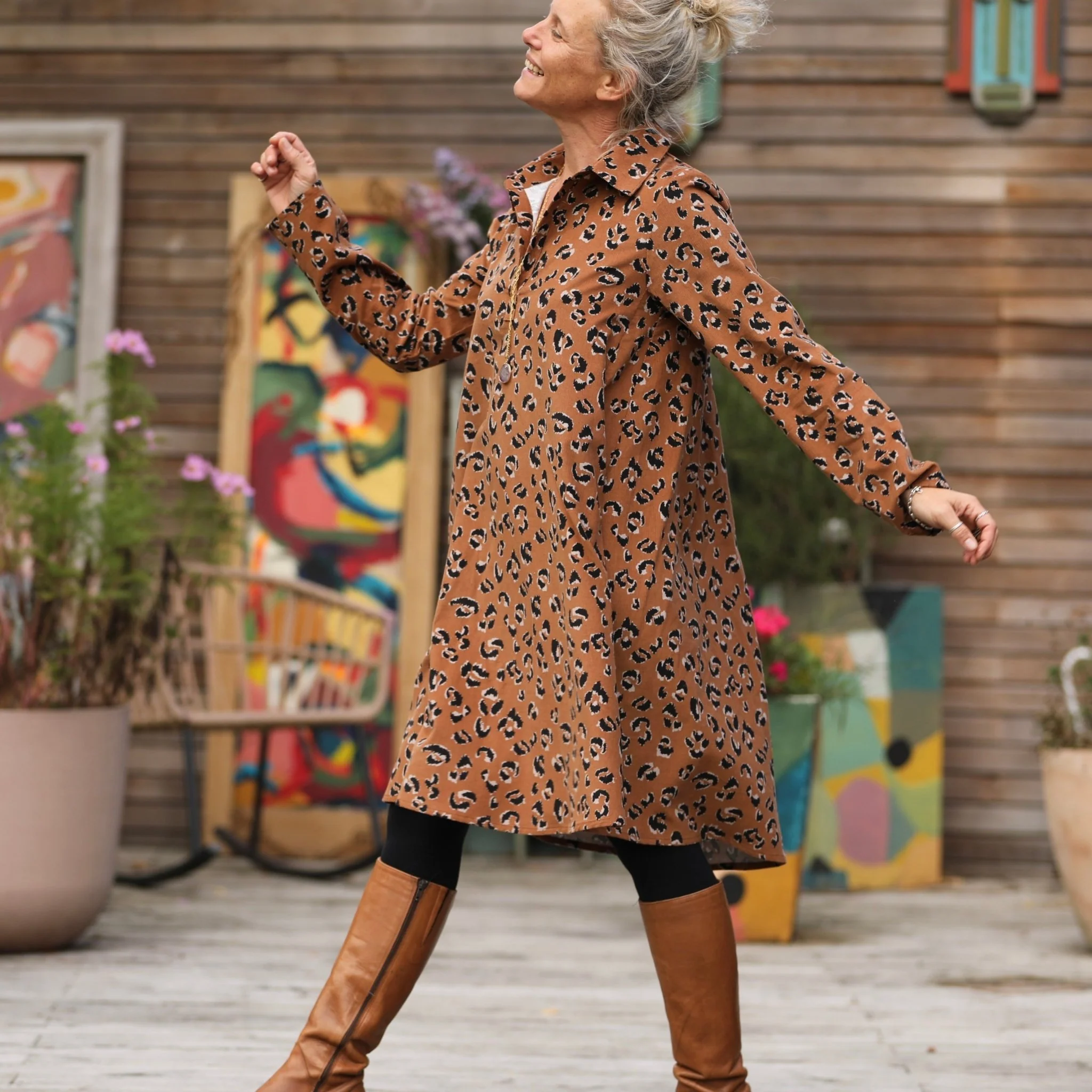 Robe Carole – Velours milleraies léopard - Image 8