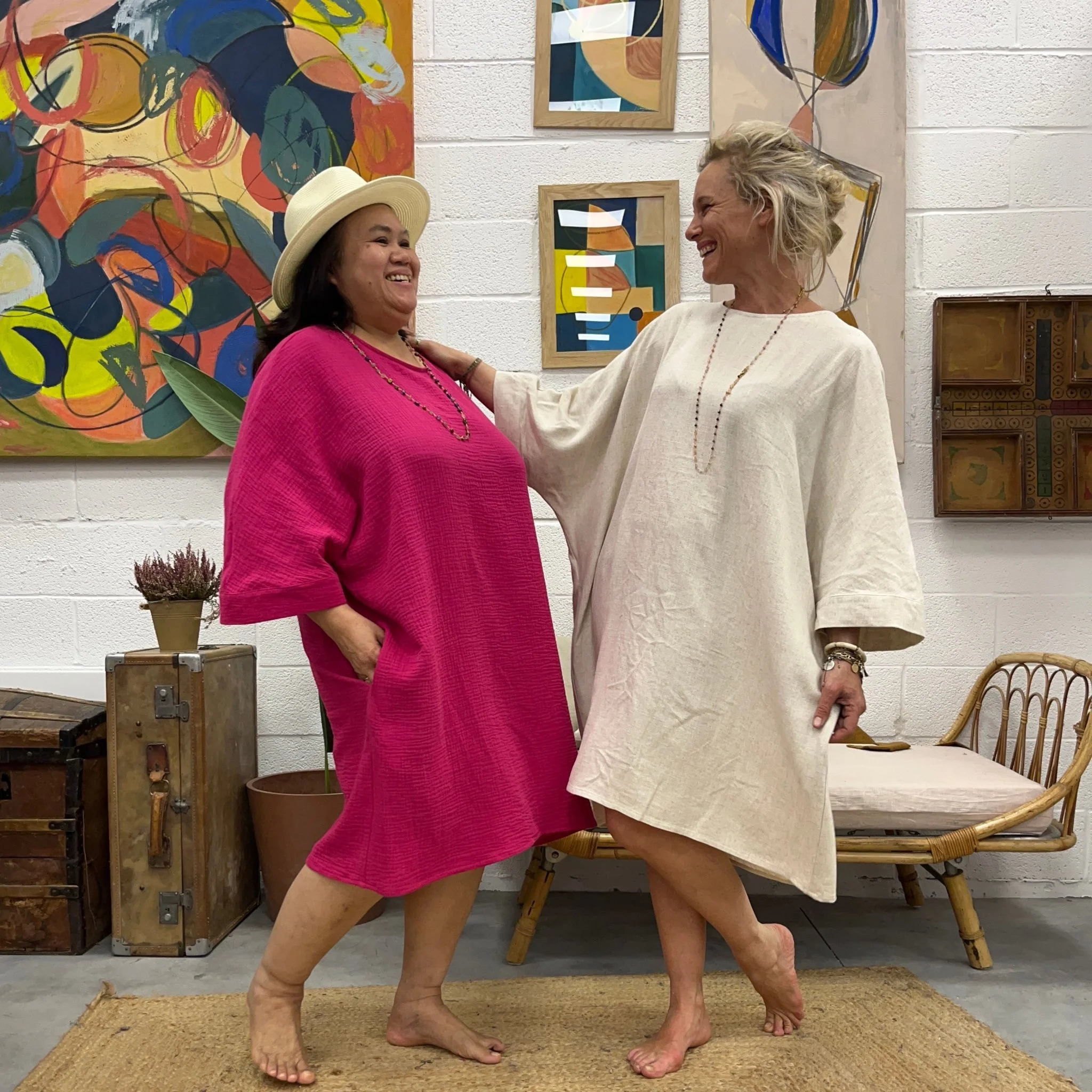 Robe Cassandre double gaze de coton fushia - Image 7