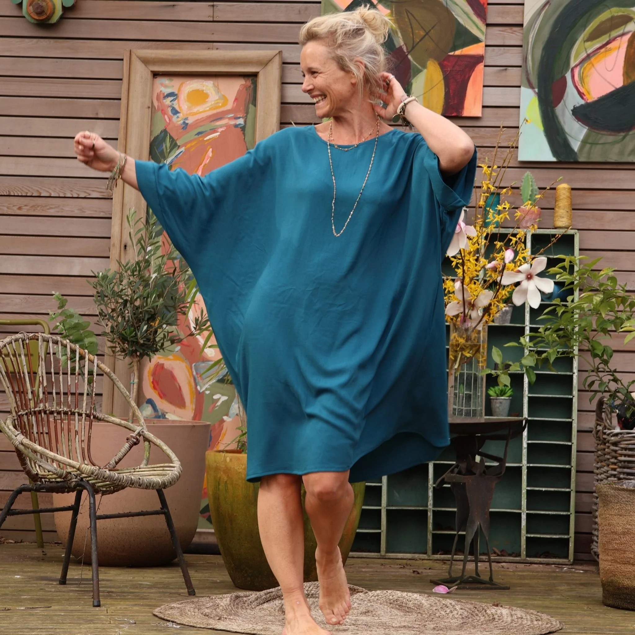 Robe Cassandre sergé de viscose canard