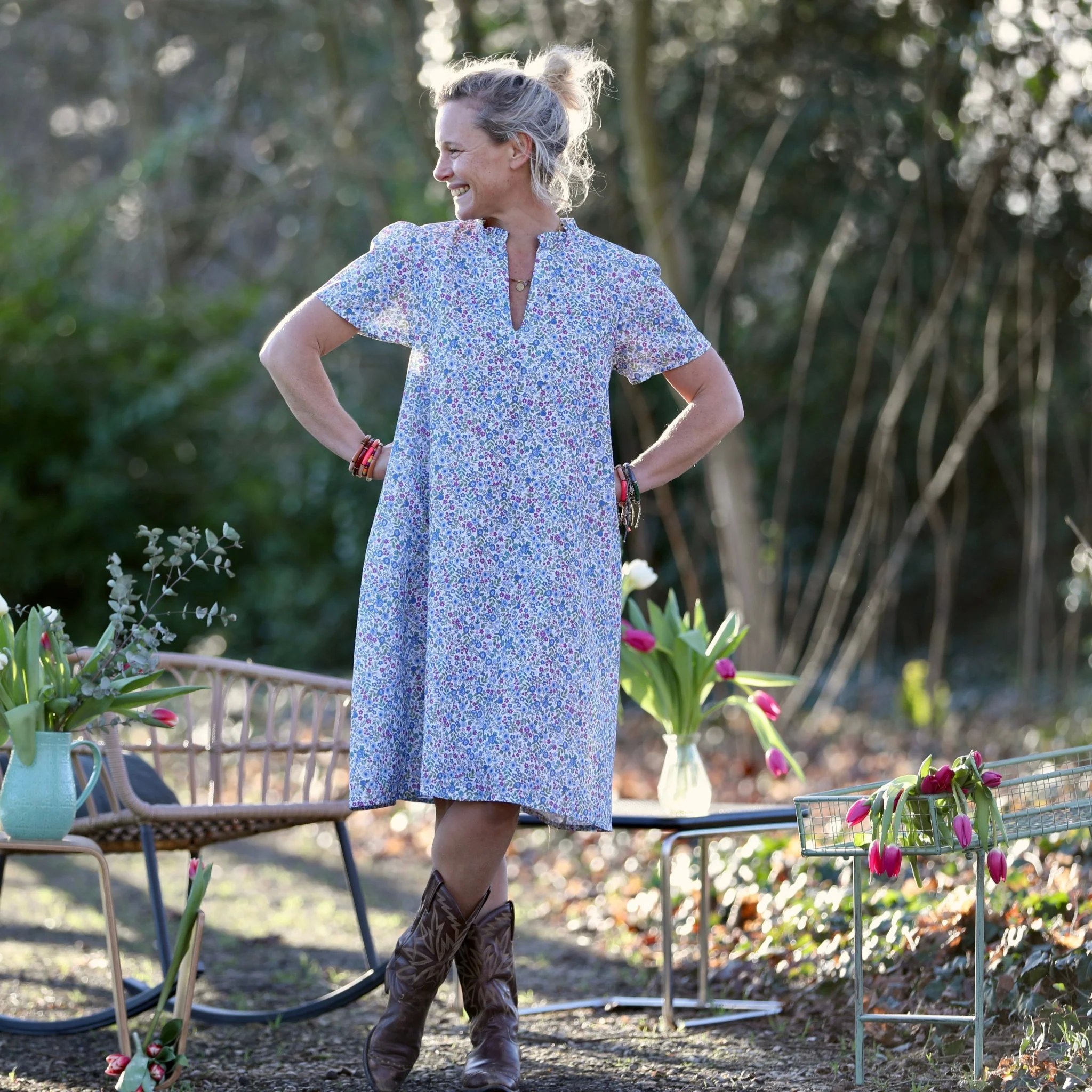 Robe Céleste - coton"Printemps bleu" - Image 9