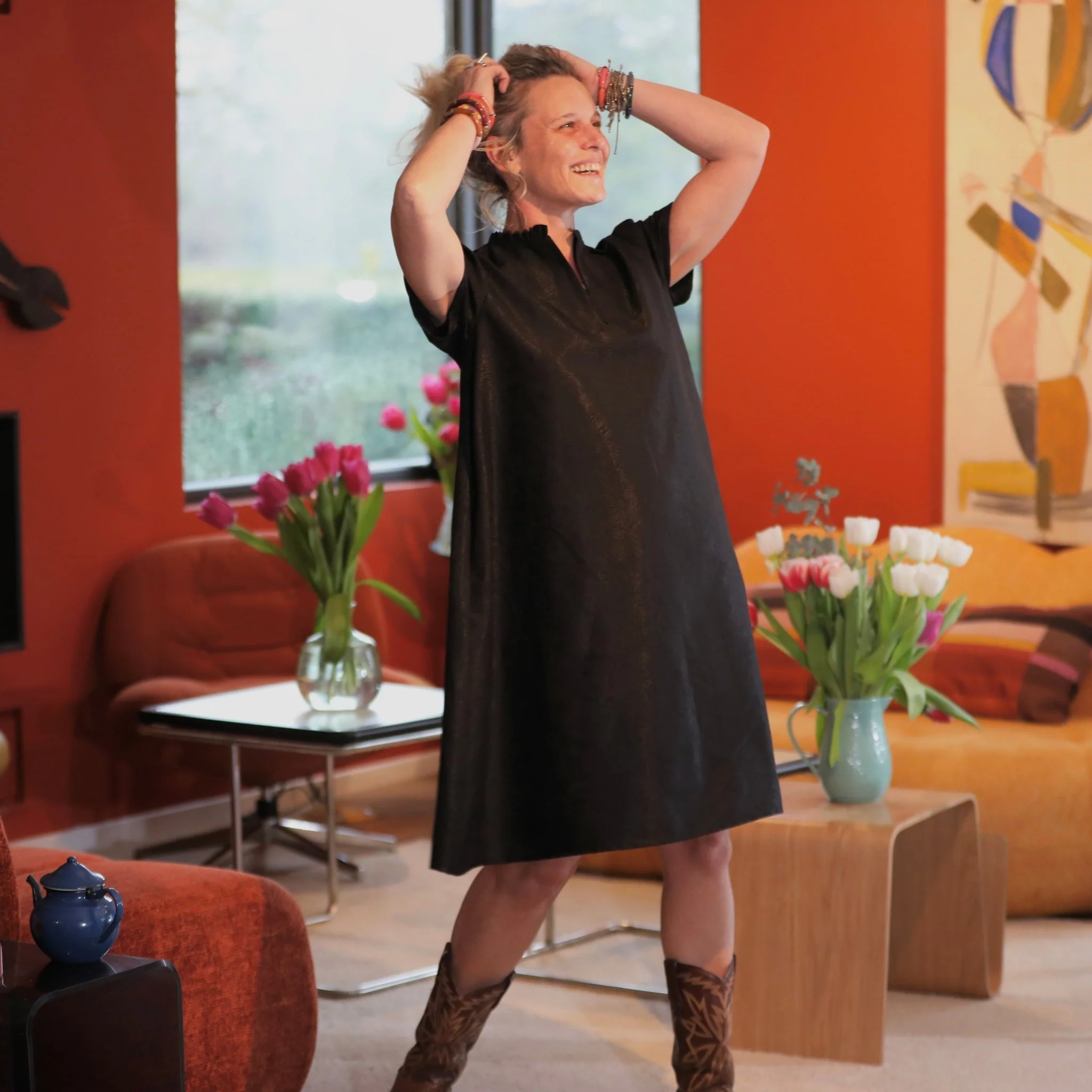 Robe Céleste — Floréal noir jacquard - Image 5