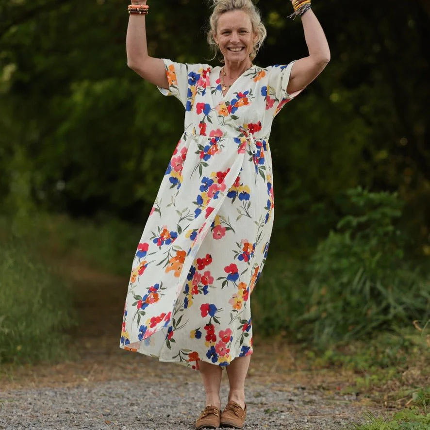 Robe Charline – Armuré de coton Fleurs aquarelle - Image 10
