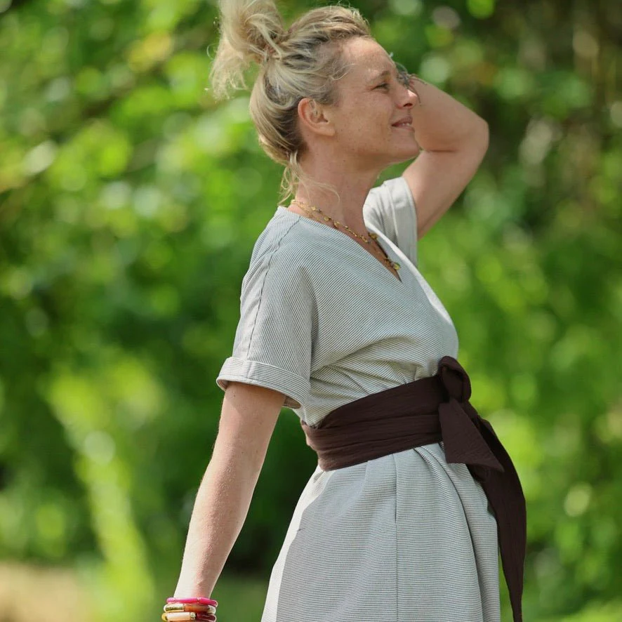 Robe Charline – Rayure coton Amiral marine - Image 8