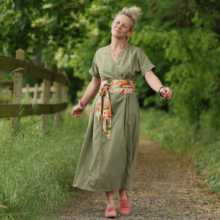 Robe Charline – Lin Vert fenouil
