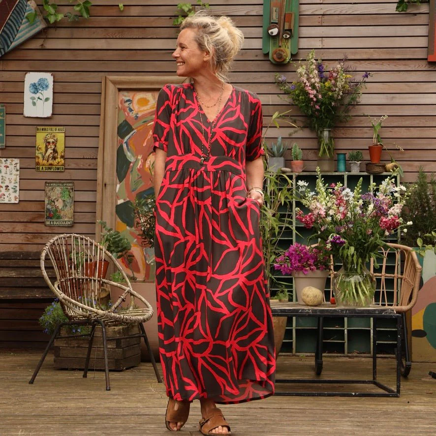 Robe Clara - viscose fraise-chocolat
