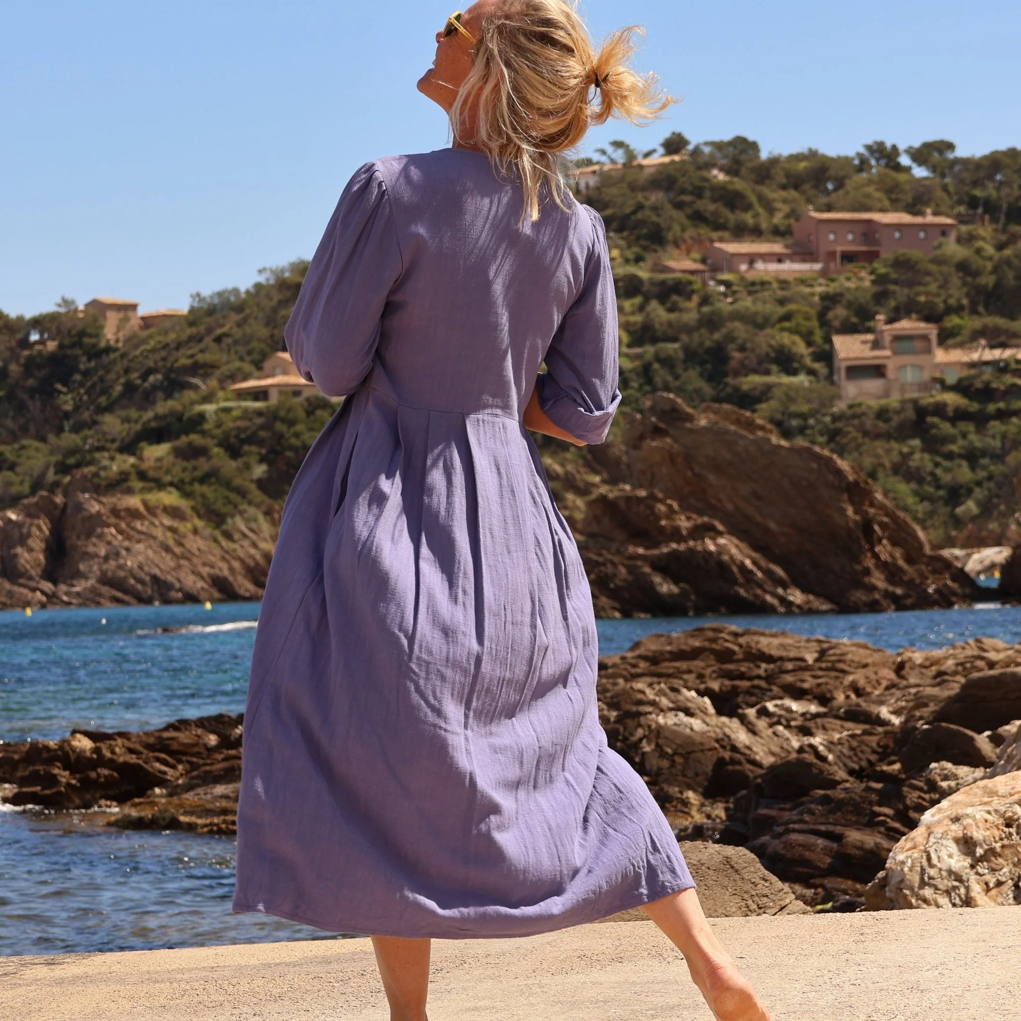 Robe Clémence -  viscose/lin lavande - Image 4