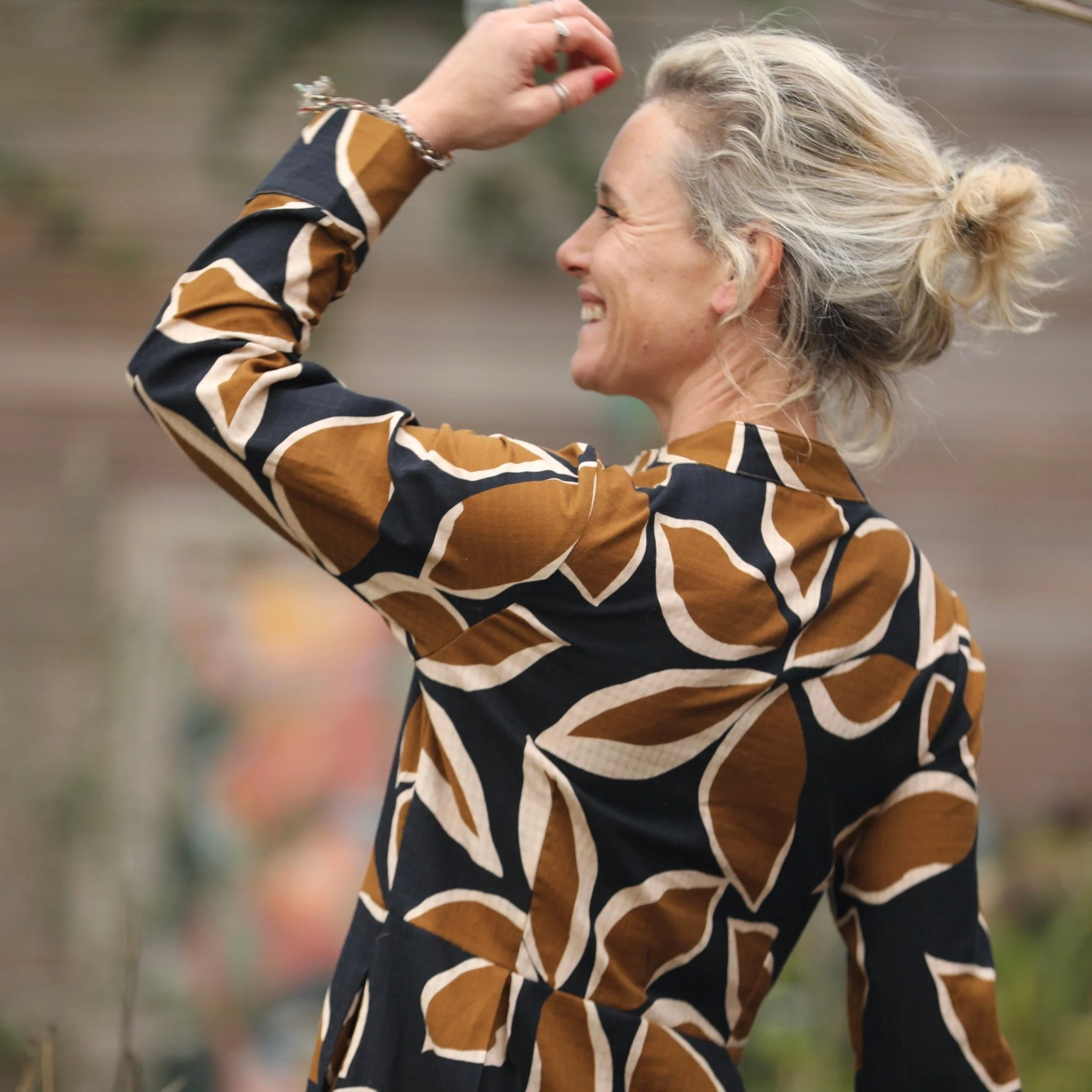Robe Cyrielle - armuré de coton feuillage - Image 4